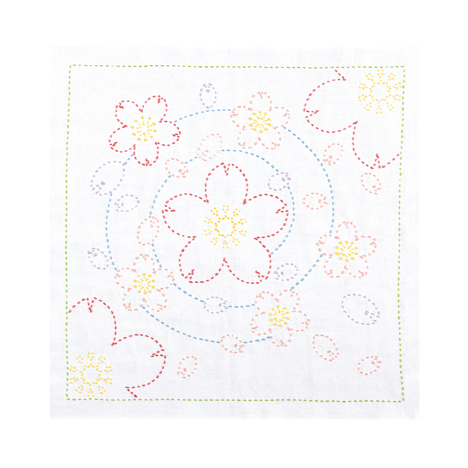 【お取り寄せ・返品不可】OLY-SK483 刺し子 花ふきんキット 水辺の桜〈白〉（袋）