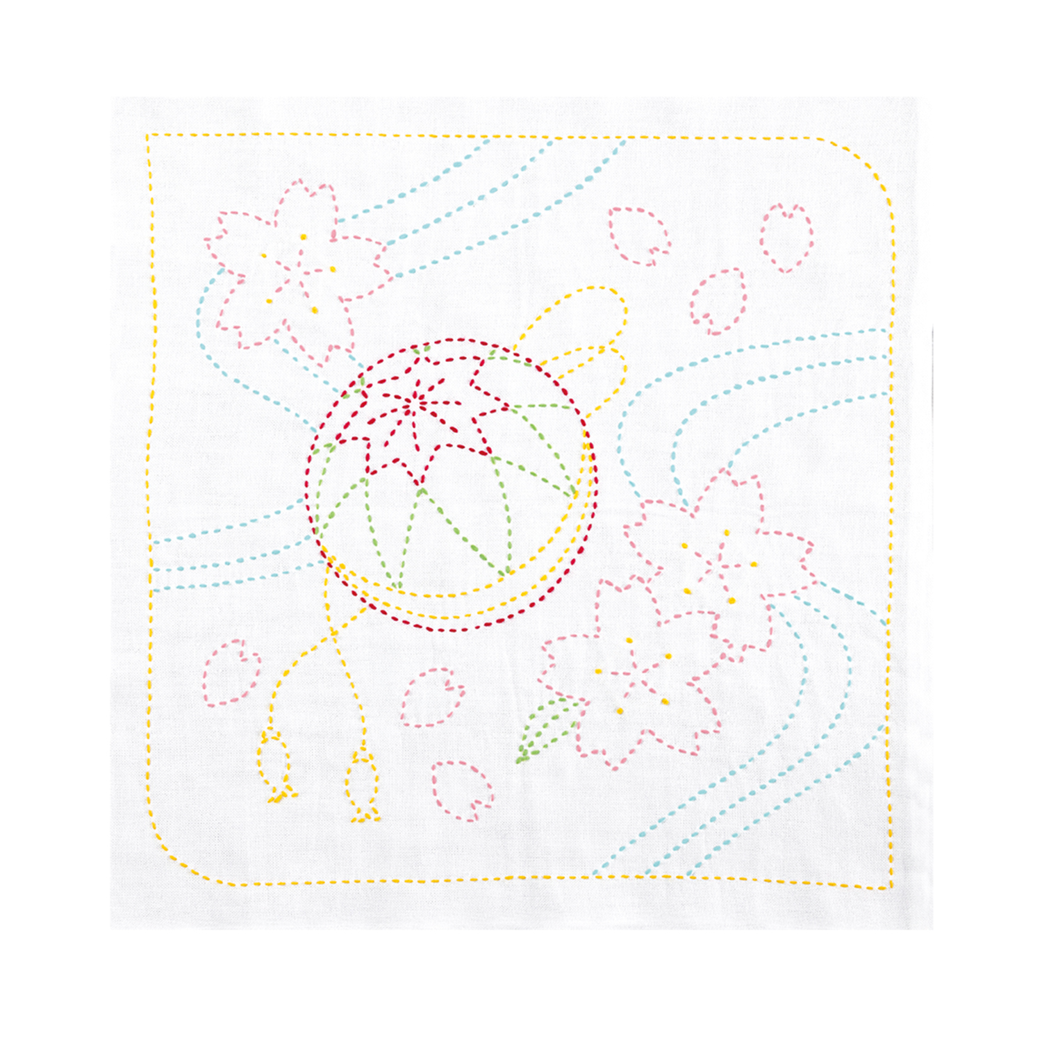 【お取り寄せ・返品不可】OLY-SK484 刺し子 花ふきんキット 桜と手まり（袋）