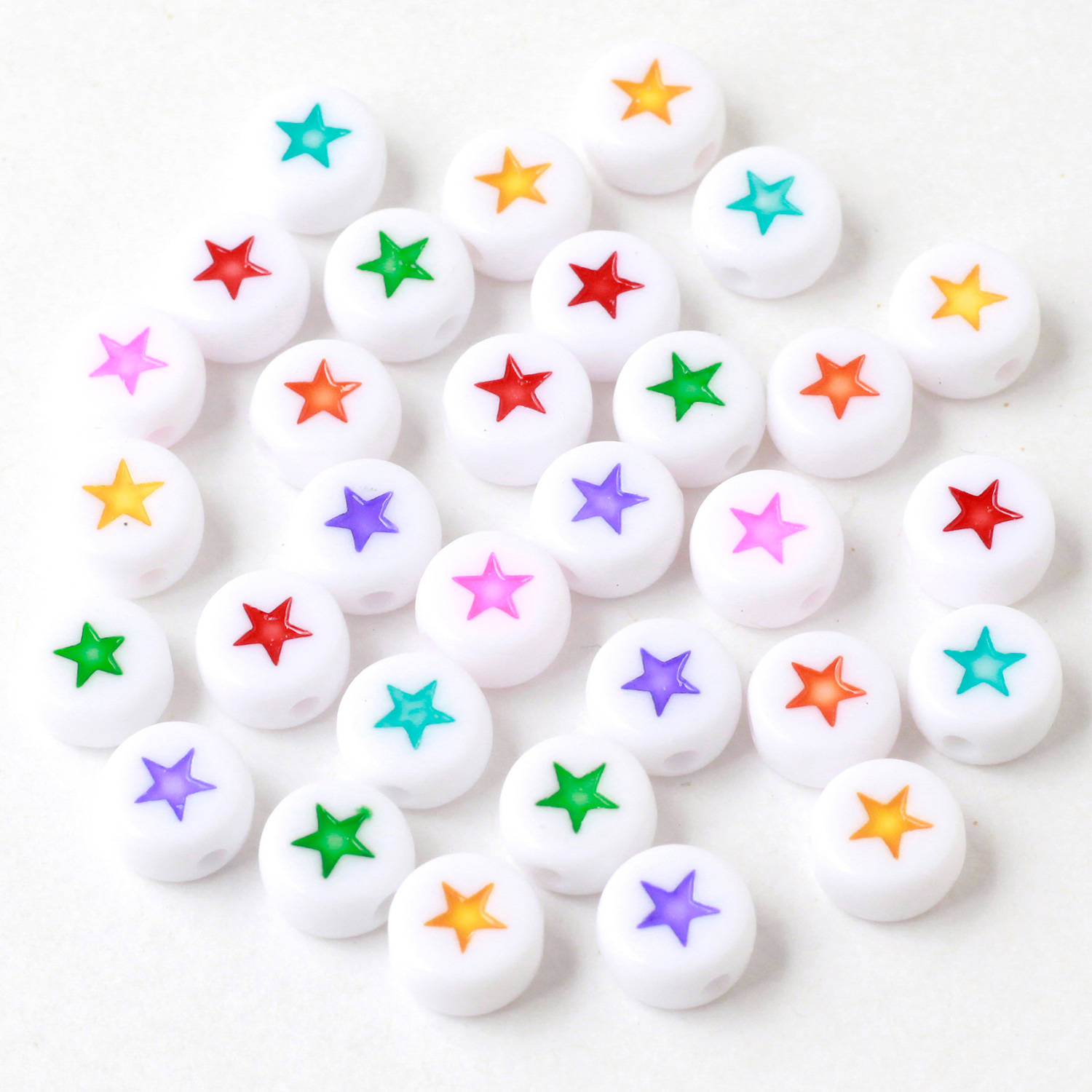 KE1443 Initial beads Star White base x Colorful (pack)