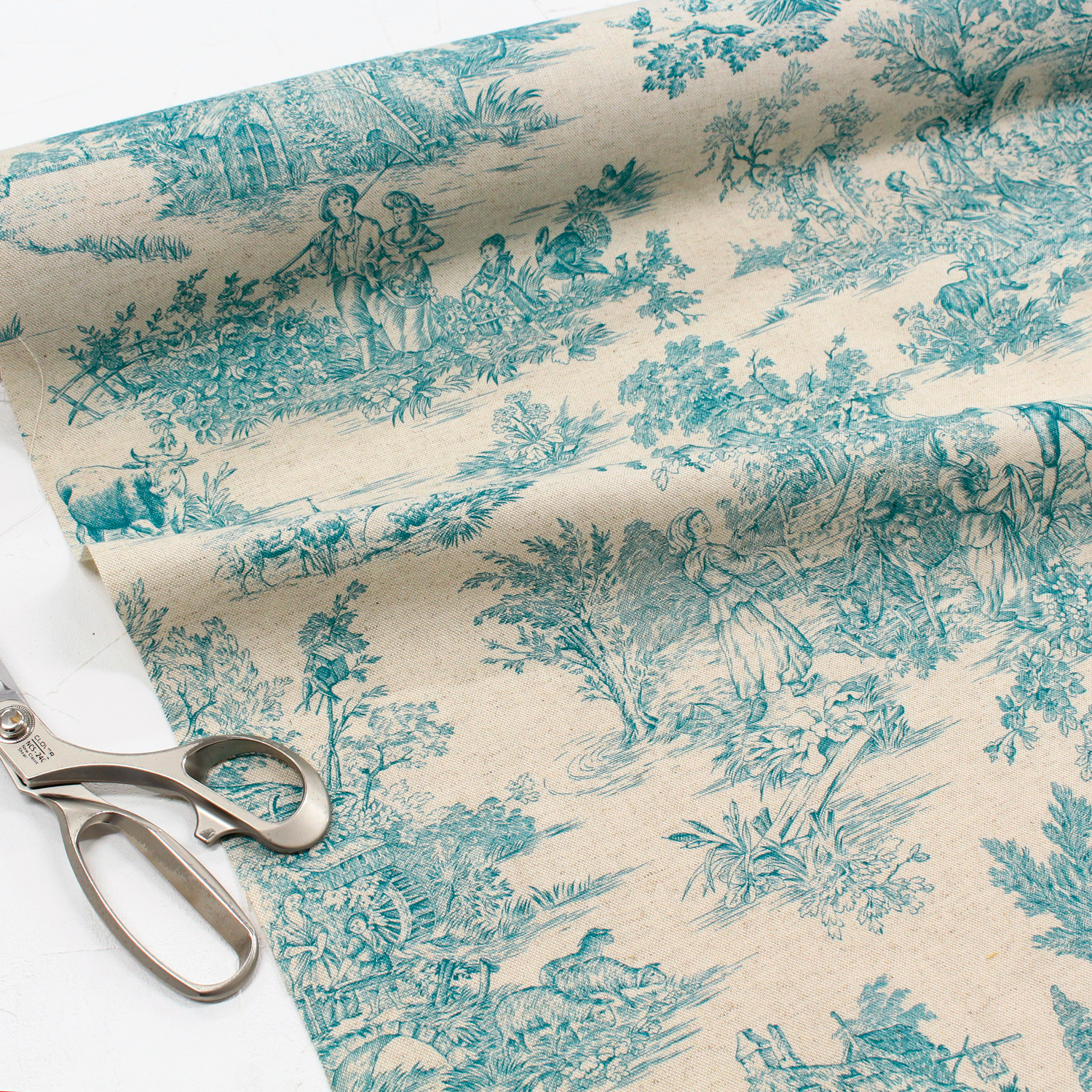 AS24673-60-50CM Toile de Jouy Cotton linen print Width approx. 140cm 50cm units (sheets)