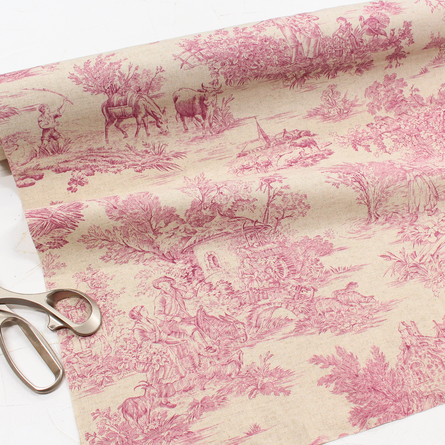 AS24673-69-50CM Toile de Jouy Cotton linen print Width approx. 140cm 50cm units (sheets)