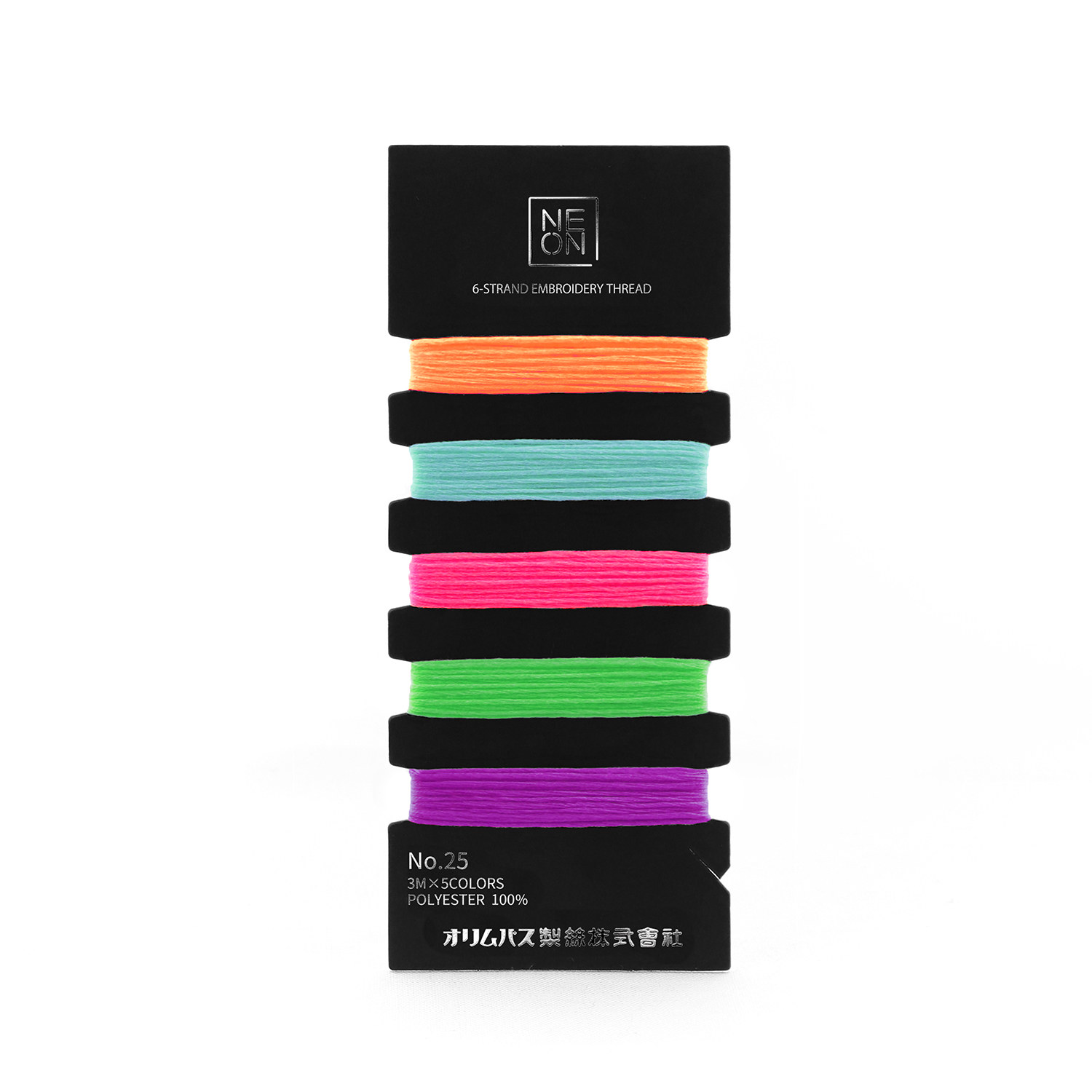 OLY-NE-C2 オリムパス ししゅう糸セット NEON 25番 刺しゅう糸 セット 各3m×5色 POP (個)