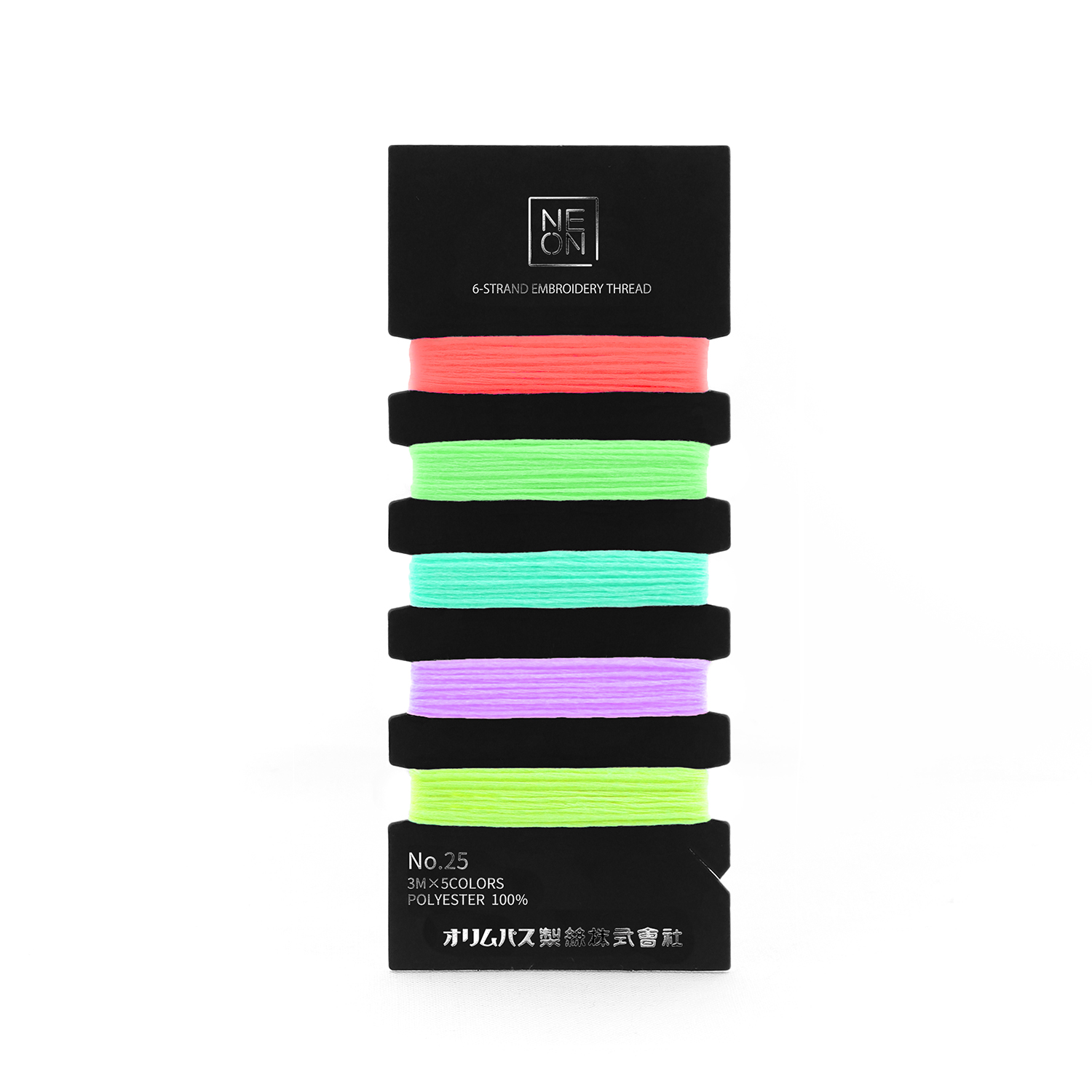 OLY-NE-C3 オリムパス ししゅう糸セット NEON 25番 刺しゅう糸 セット 各3m×5色 PASTEL (個)