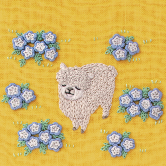 DMC-JPT116 DMC Chicchi 「動物と季節の植物が彩る12か月」刺繍キット 青のネモフィラに囲まれたアルパカさん (個)