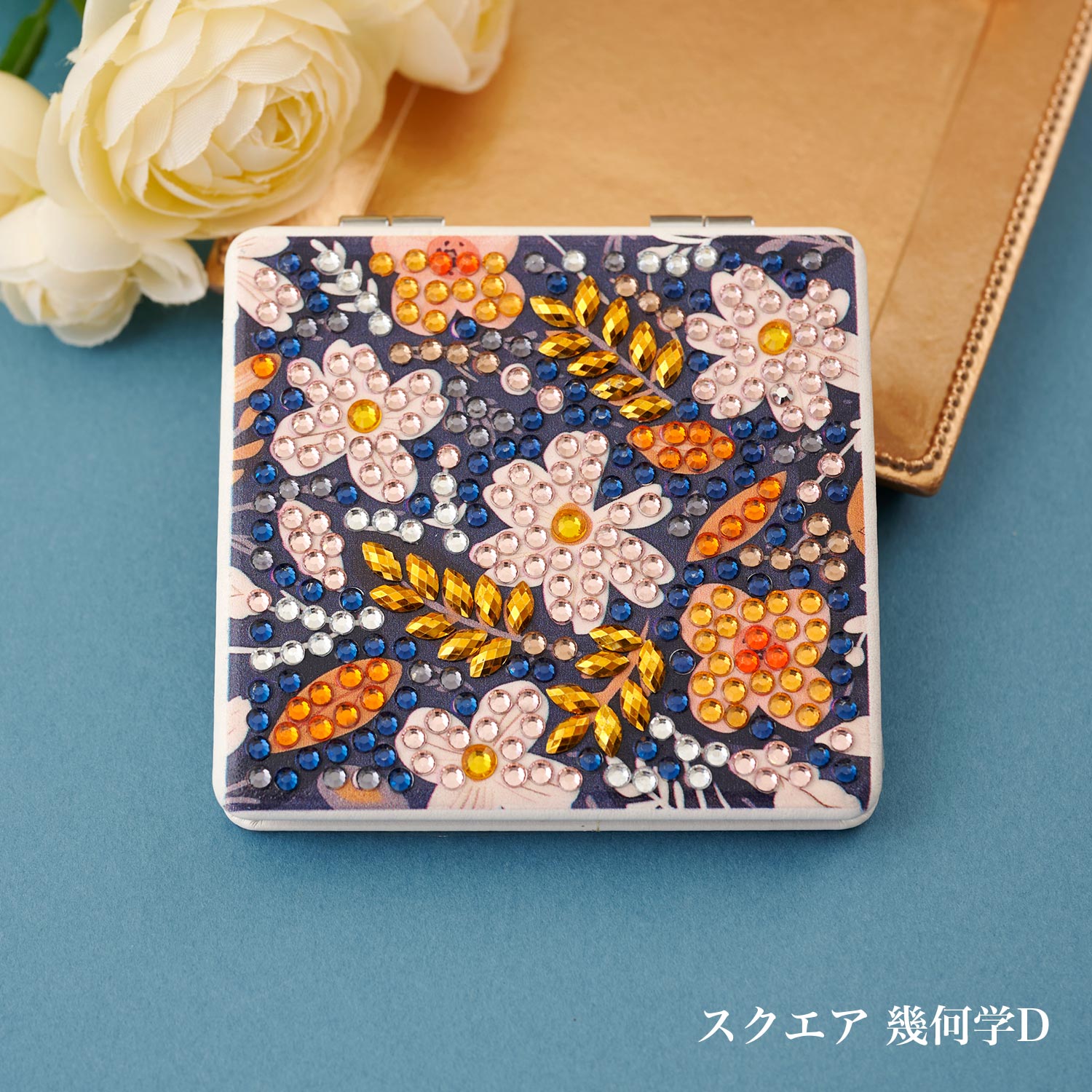 T10-4921 ダイヤモンドフィックス コンパクトミラー スクエア 幾何学 D (箱)