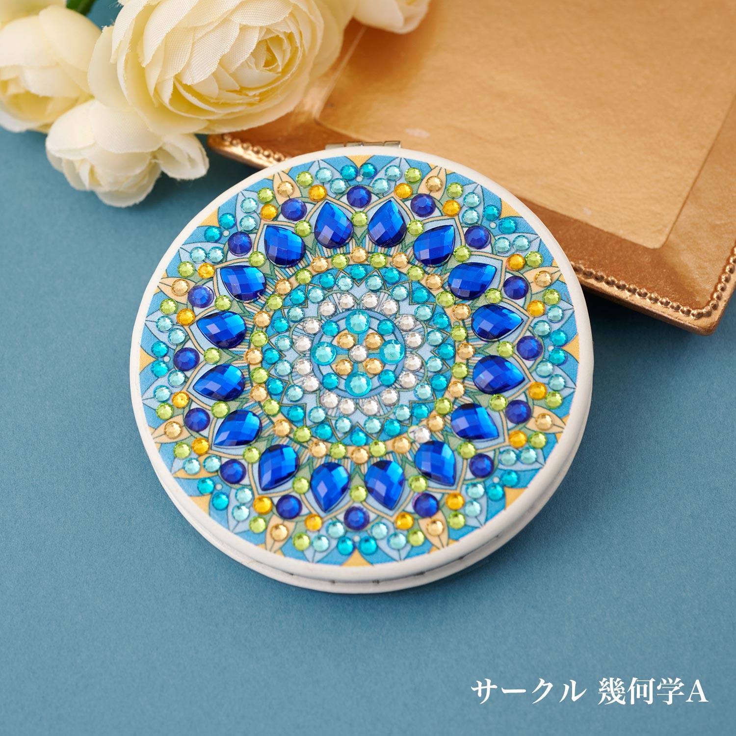T10-4924 ダイヤモンドフィックス コンパクトミラー サークル 幾何学 A (箱)