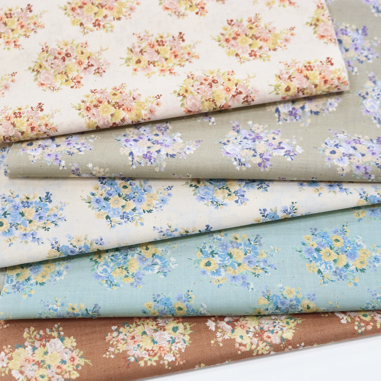 ■B850622R-1 Flower Collection スケアー生地 [未晒コットン] 「フローラルハーモニー」原反約12m巻 (巻)