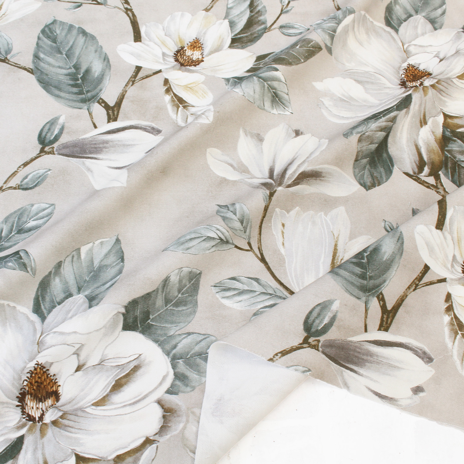 VIL3017-10 Imported from Spain digital print-ox Fabric magnolia gray approx. Width140cm 1m/unit　(m)
