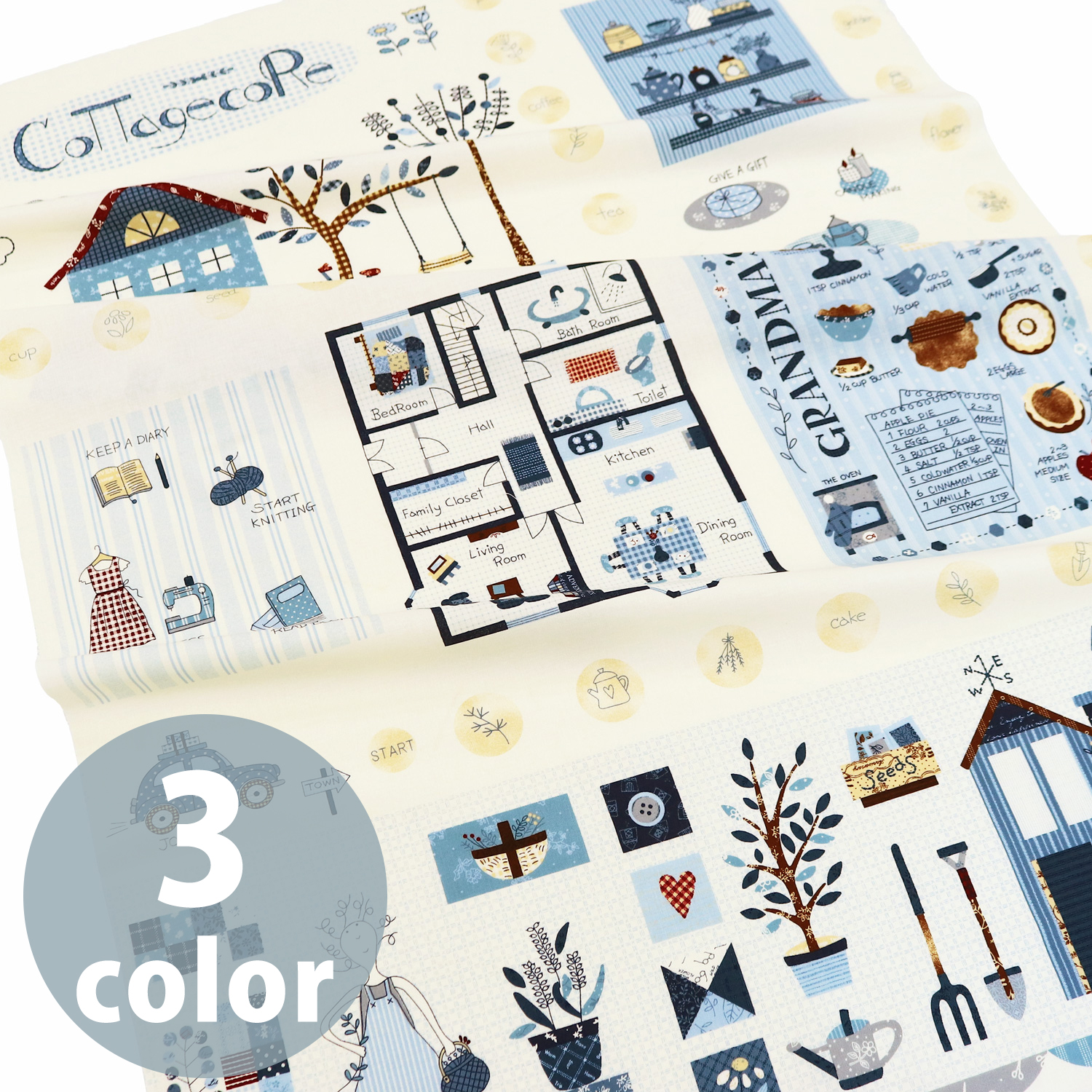 ■AC26010R American Country アメリカンカントリー 約110cm×75cmパネル柄 原反約15枚 (巻)