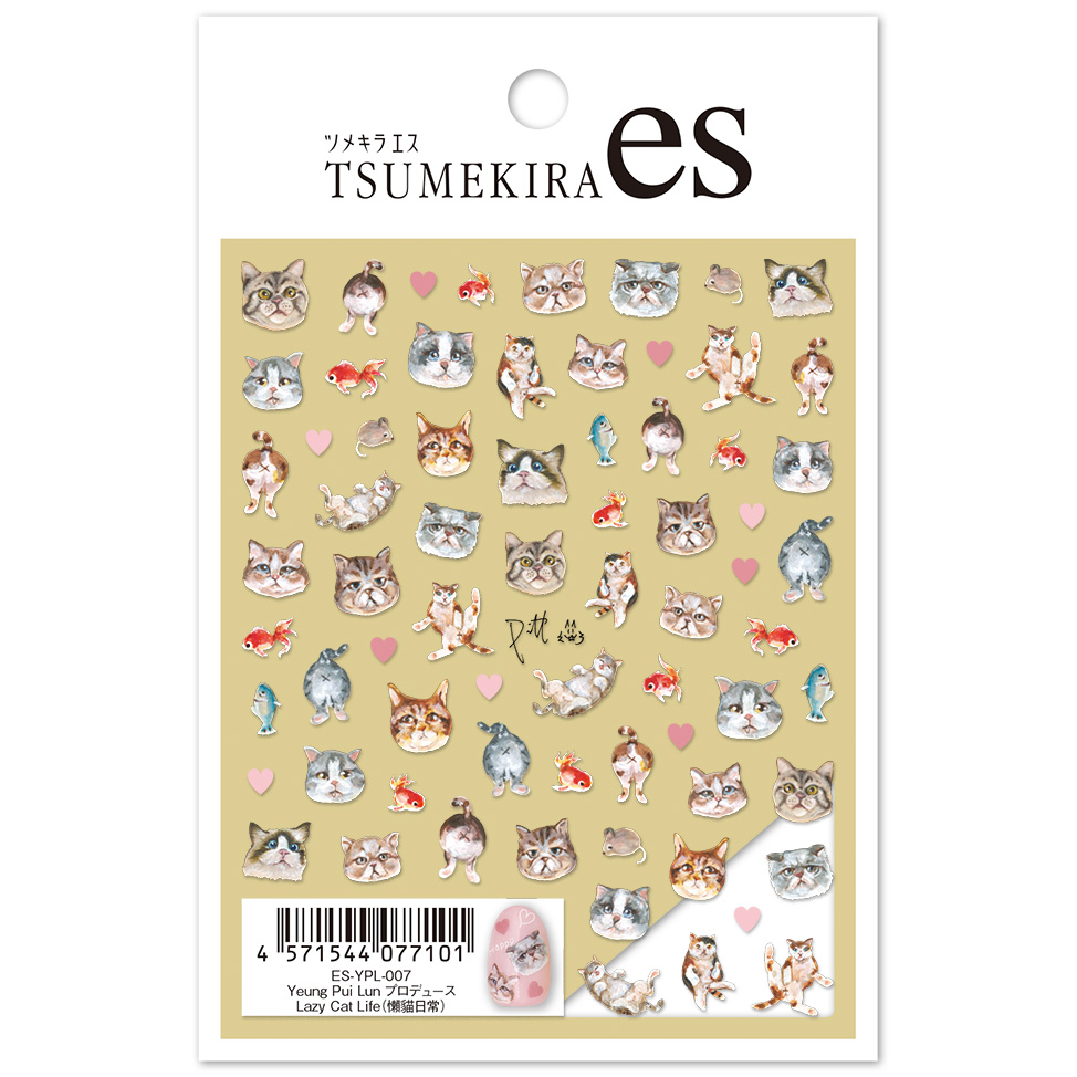 【お取り寄せ・返品不可】ES-YPL-007 【es】Yeung Pui Lun プロデュース Lazy Cat Life[懶猫日常] ツメキラ ネイルシール 2025年6月発売 (枚)