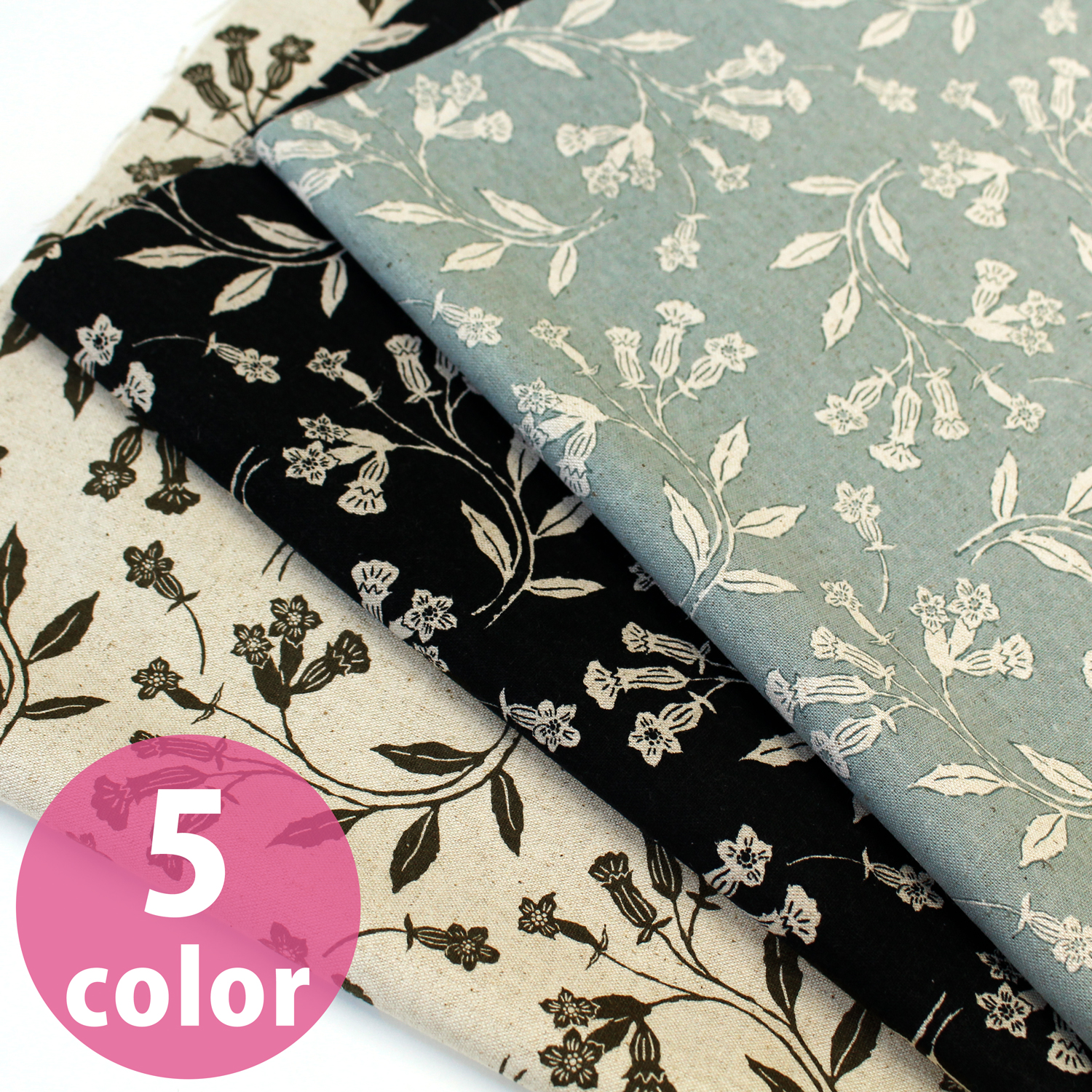 B850469-1　Cotton & Linen Canvas Fabric [Flower] width 110cm 1m/unit （m）