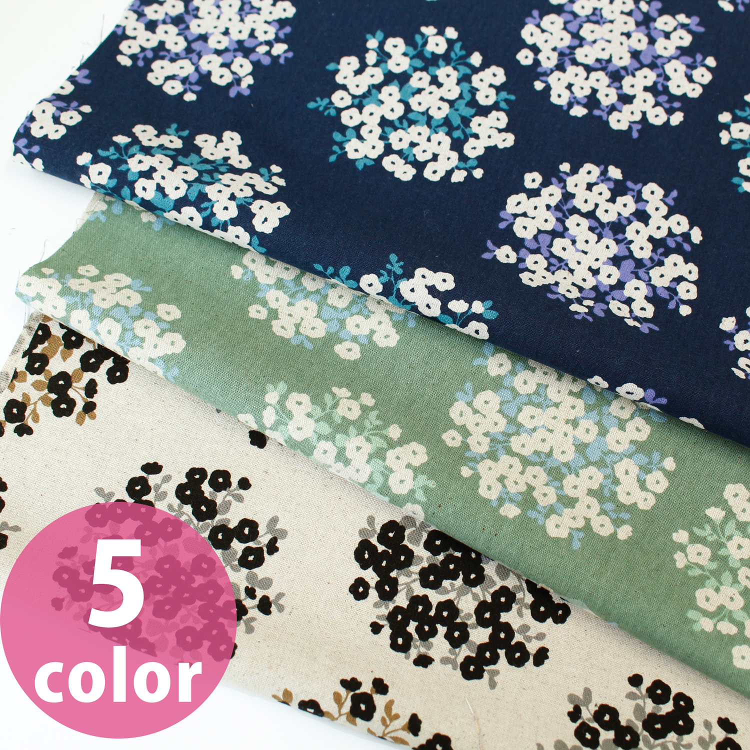 B850470-1　Cotton & Linen Canvas Fabric [Flower] width 110cm 1m/unit （m）