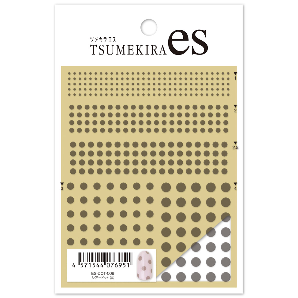 【キャンペーン対象】【お取り寄せ・返品不可】 ES-DOT-009 【es】シアードット 黒 ツメキラ ネイルシール 2025年07月発売 (枚)