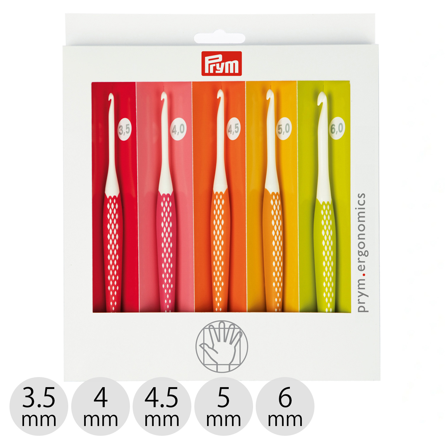 【タイムセール】PRM218440 Prym プリム エルゴノミック かぎ針セット 3.5/4.0/4.5/5.0/6.0mm 5本セット/各1本入 (箱)