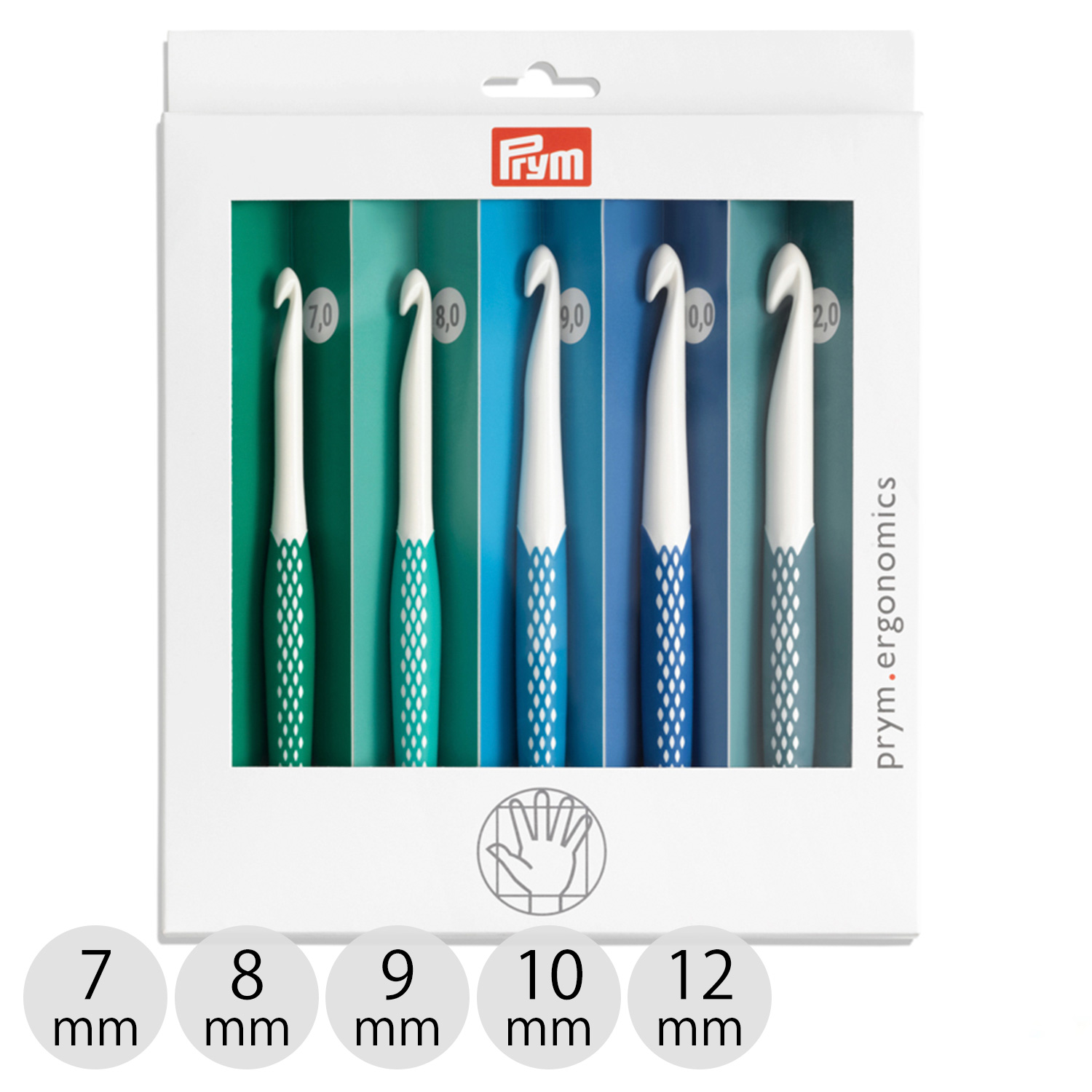 【タイムセール】PRM218441 Prym プリム エルゴノミック かぎ針セット 7.0/8.0/9.0/10.0/12.0mm 5本セット/各1本入 (箱)