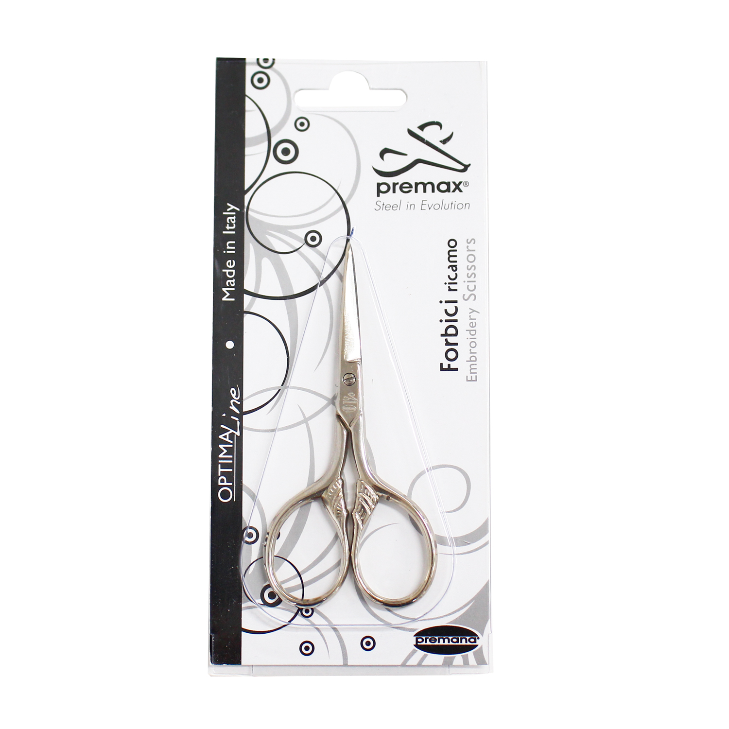 PRE10341 Embroidered scissors Feather grip 9cm (pcs)