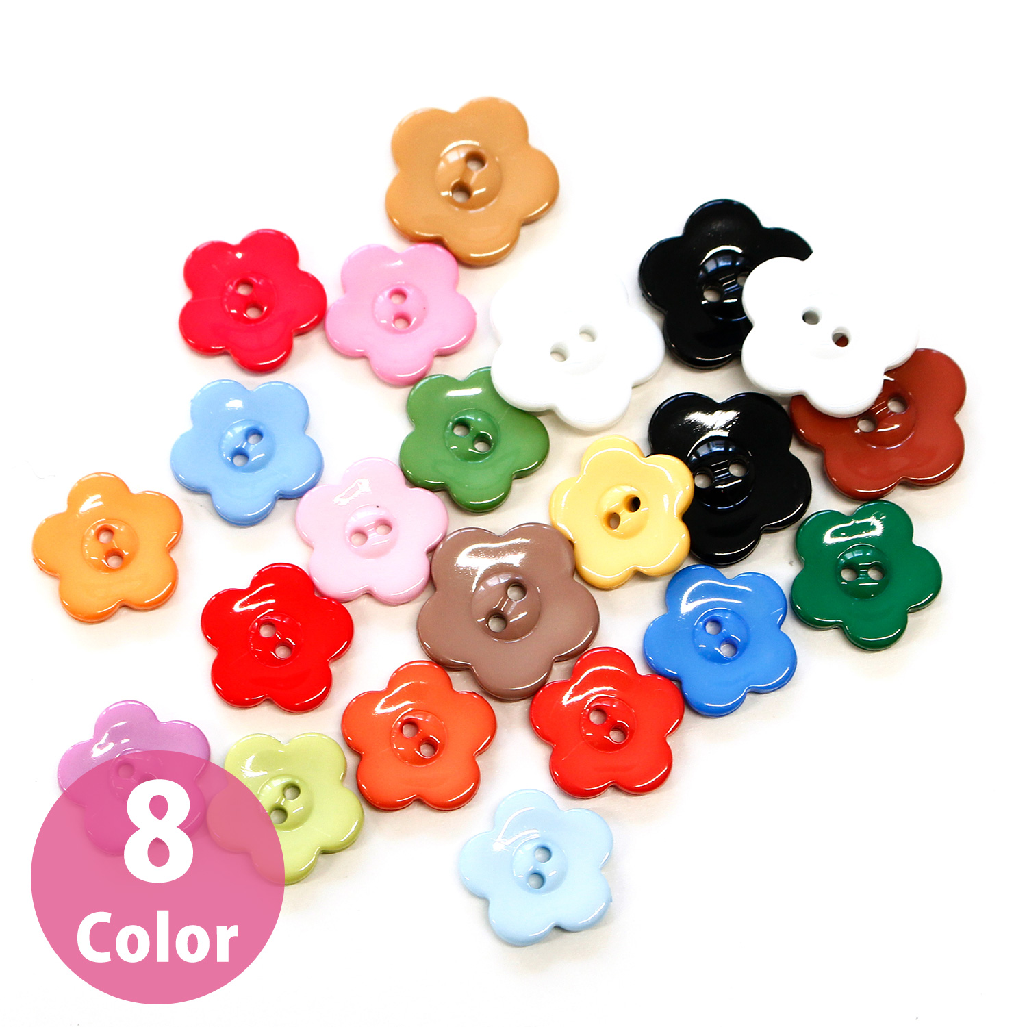 CG9730 Flower-shaped color button assortment set 15mm 6 pieces (set)