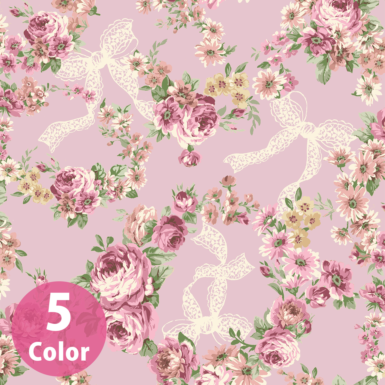 ■RU2530HR-12 RURU BOUQUET -Rose Wreath- シーチング 巾約112cm 原反約12m巻 (巻)