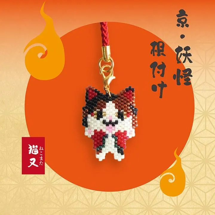 HOB-PB389 ビーズステッチキット　京・妖怪根付 「猫又」 (袋)
