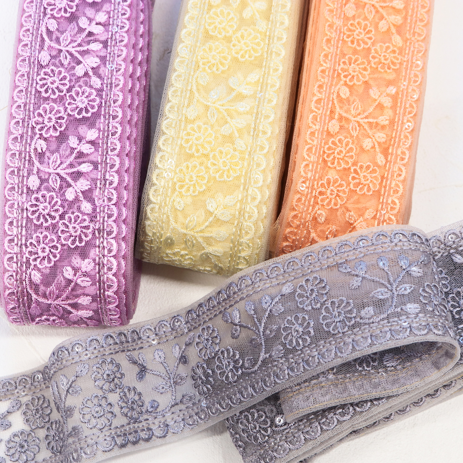 【第二弾】【2608新柄】KGKF-R45781 インド刺繍リボン 巾約5cm×原反約9m (巻)