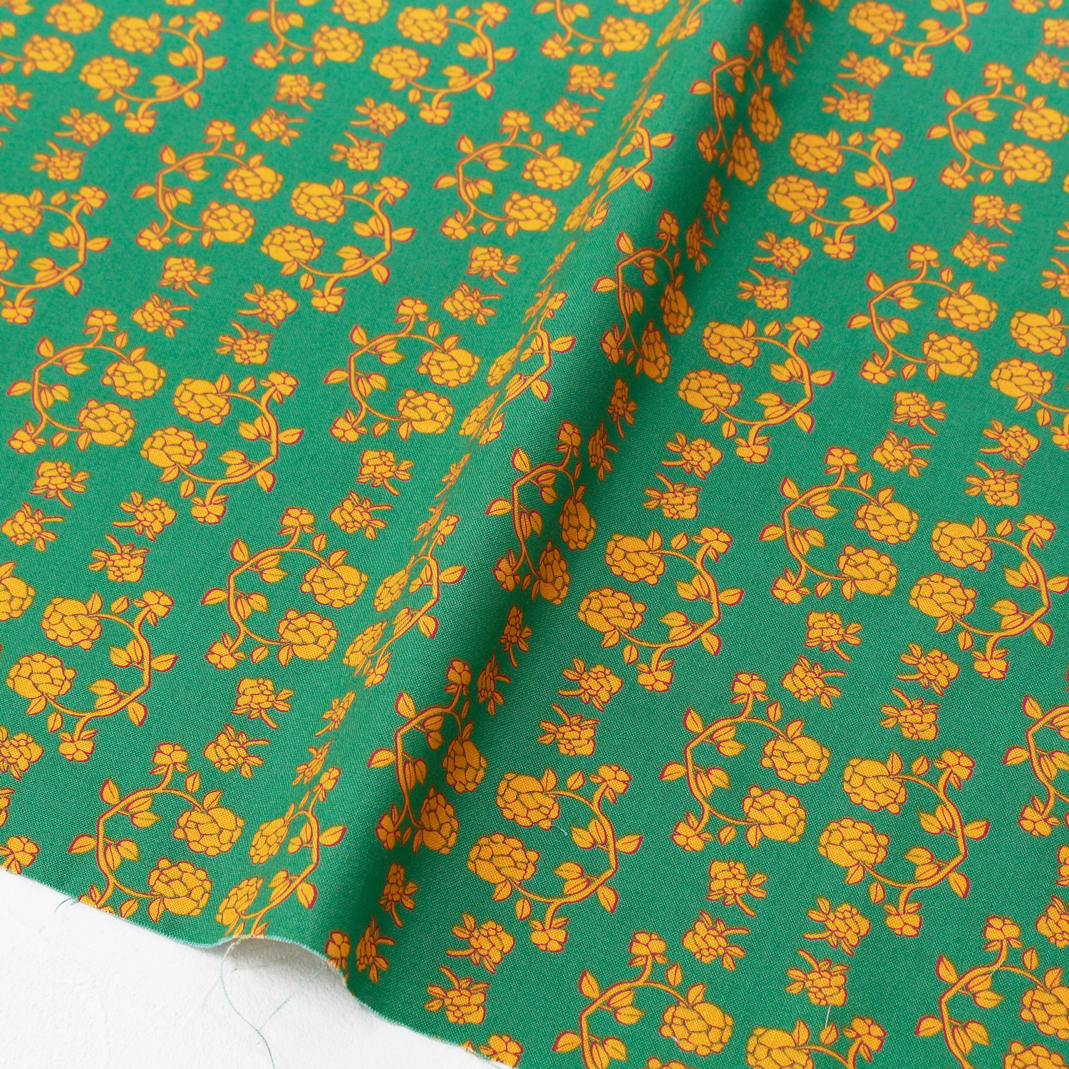 [0809 New Pattern] FSP729 Green Yellow Flower FreeSpirit USA Print Unit 1m (m)
