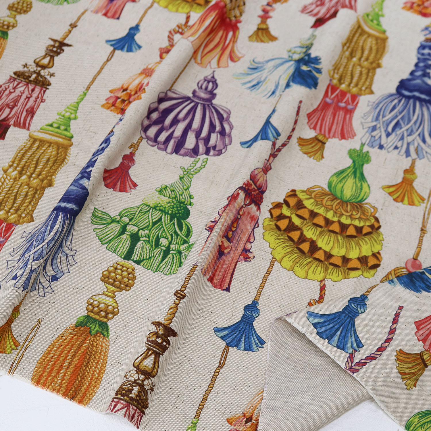 VIL-VERSAILLES-1 Tassel Fabric, Imported from Spain, Cotton-linen-like inkjet oxford fabric, Approx. 140cm Wide, 1m/unit (m)