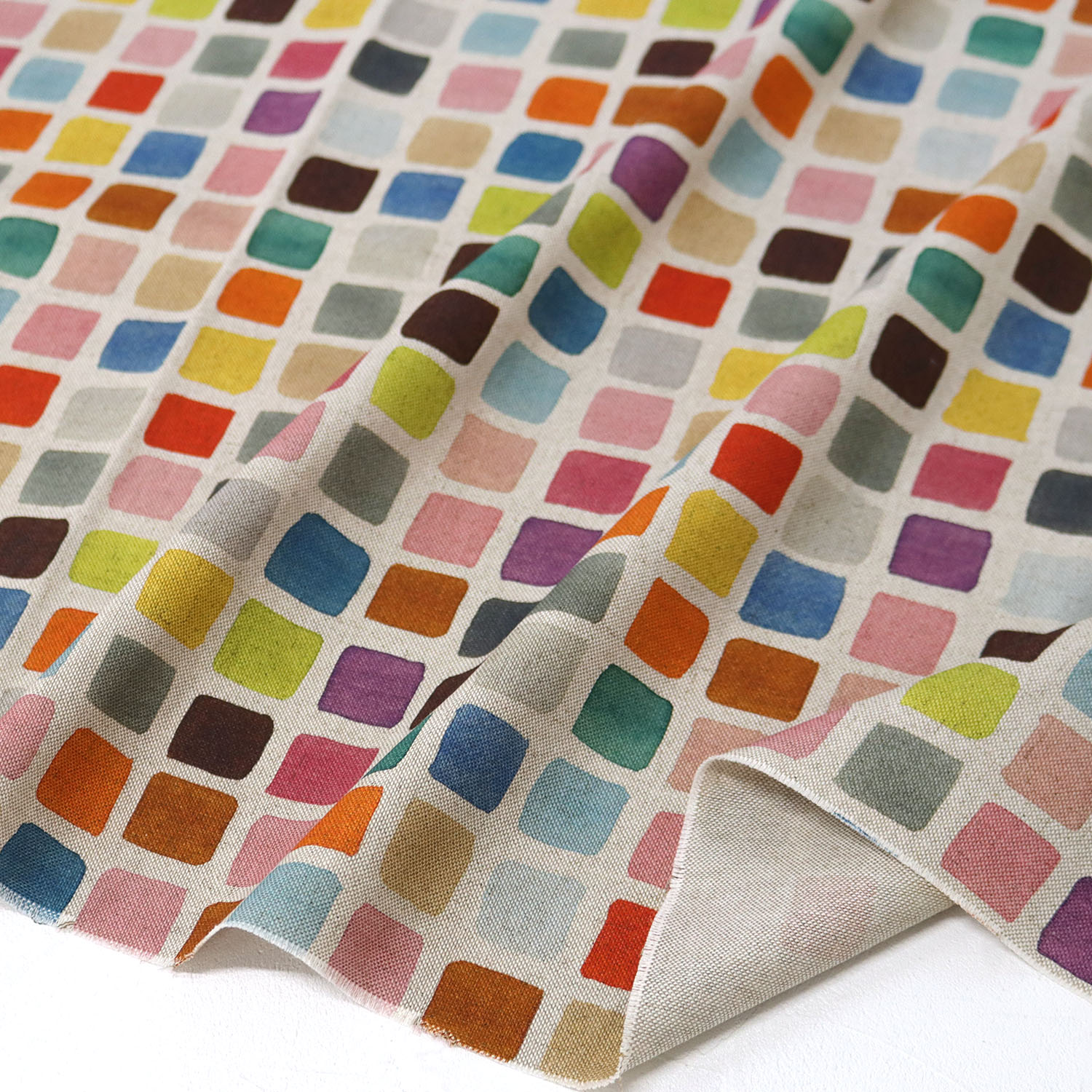 VIL-PARCHIS-11 Square, Imported from Spain, Cotton-linen-like inkjet oxford fabric, Approx. 140cm Wide, 1m/unit (m)