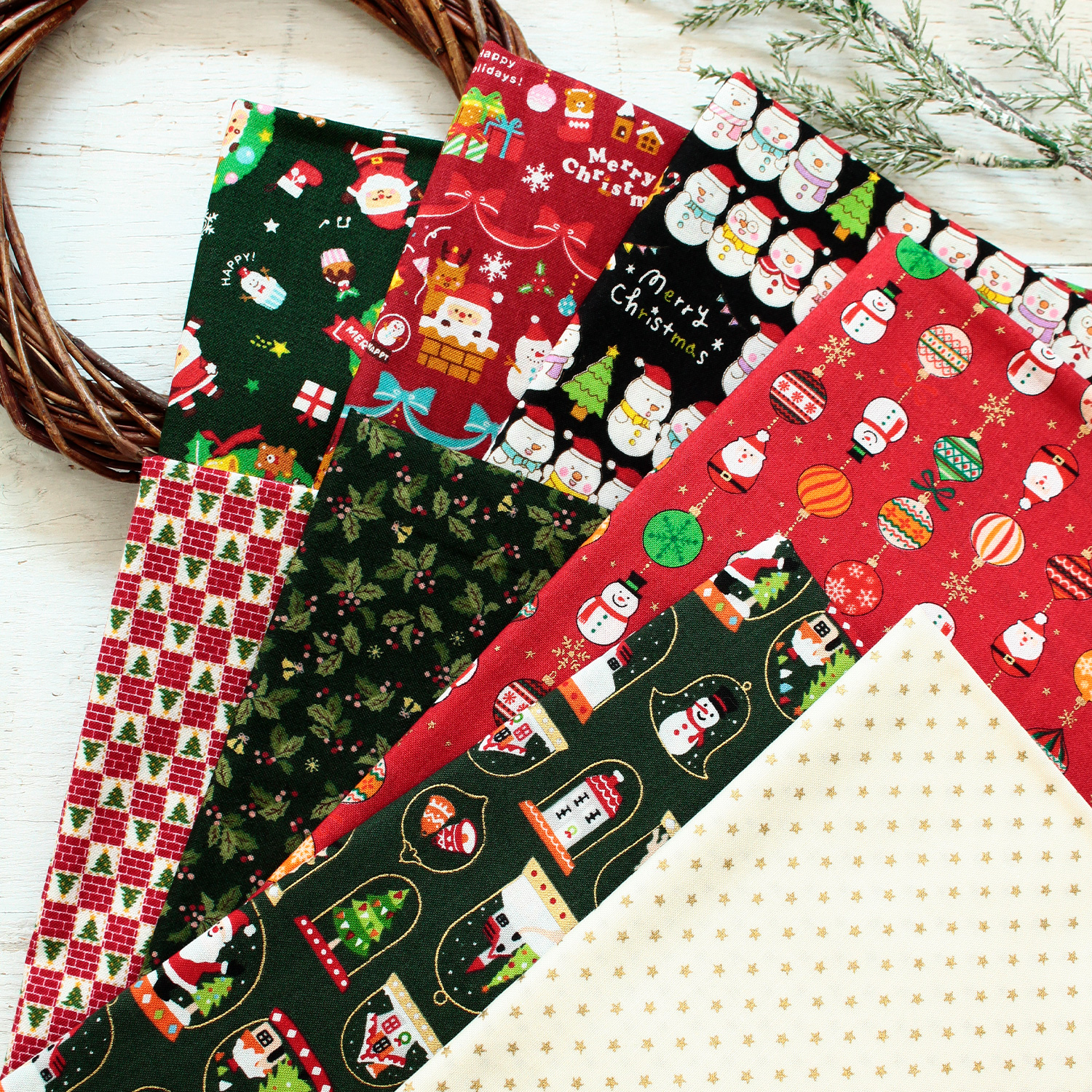 ORC567 Santa and Friends Japanese Cut Cloth", Approx. 54x60cm", Set of 8 (Set)