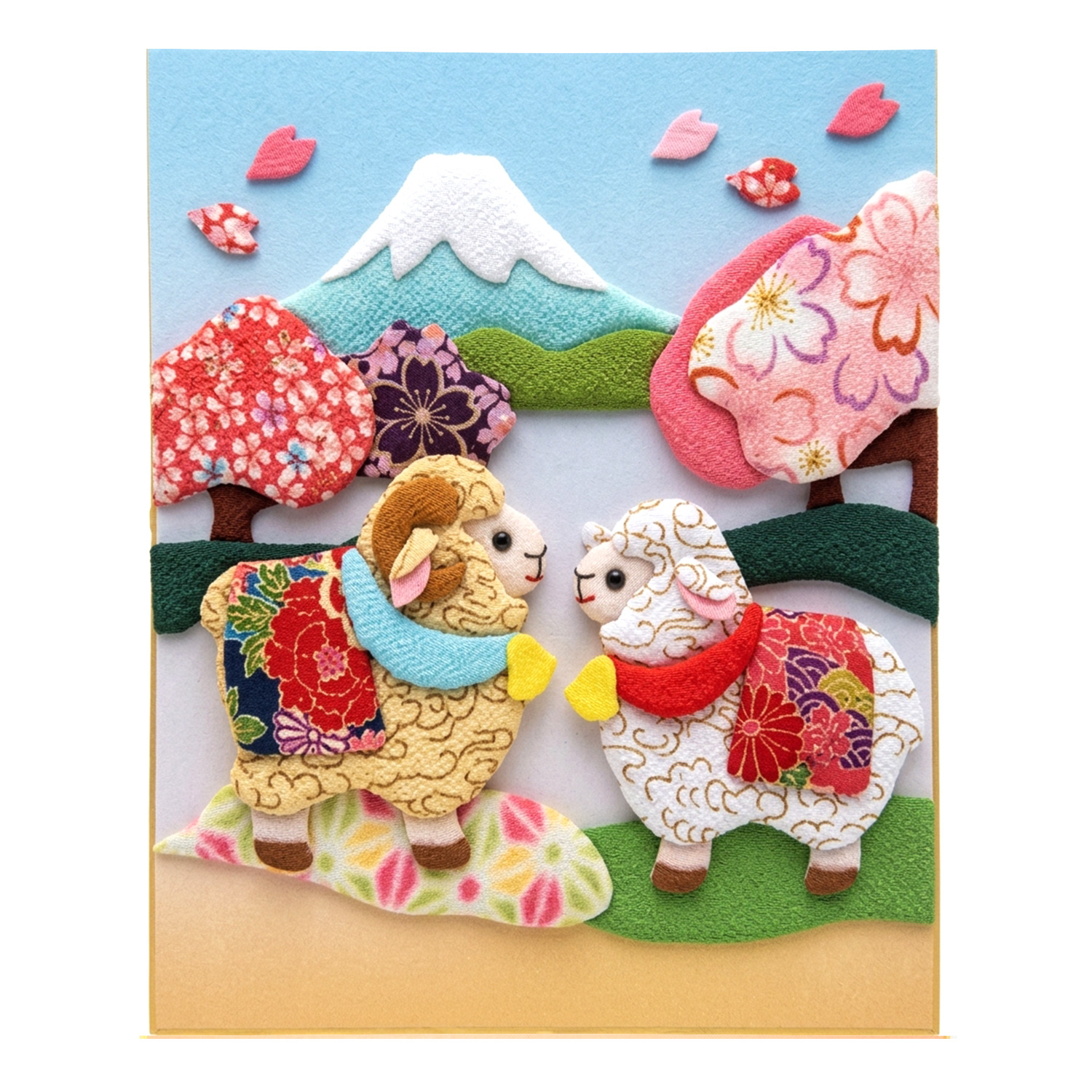 H8124 Zodiac Kit: Good-Fortune Couple Sheep (Oshie/Fabric Relief) ? Bagged