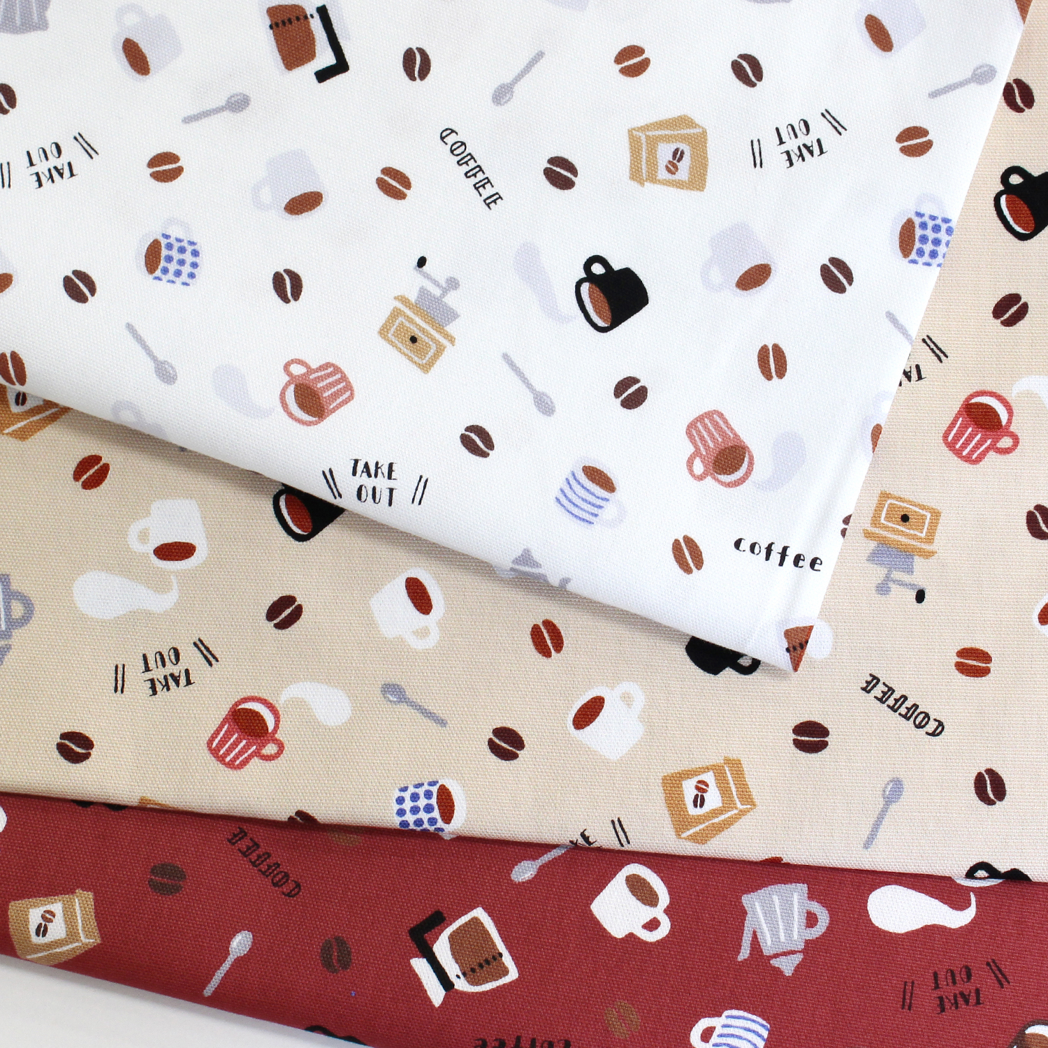 AP55110H-1 Coffee Break Cotton Oxford Fabric, Width Approx. 110cm, 1m/unit (m)