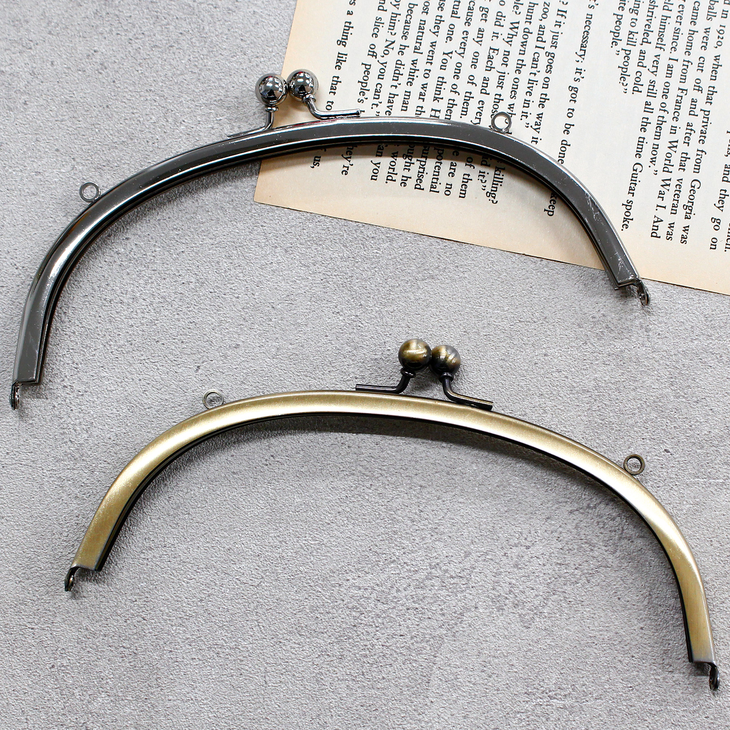 Purse Frame, no-sew, with loop, outer size approx. W18 x H9.5cm (pcs)