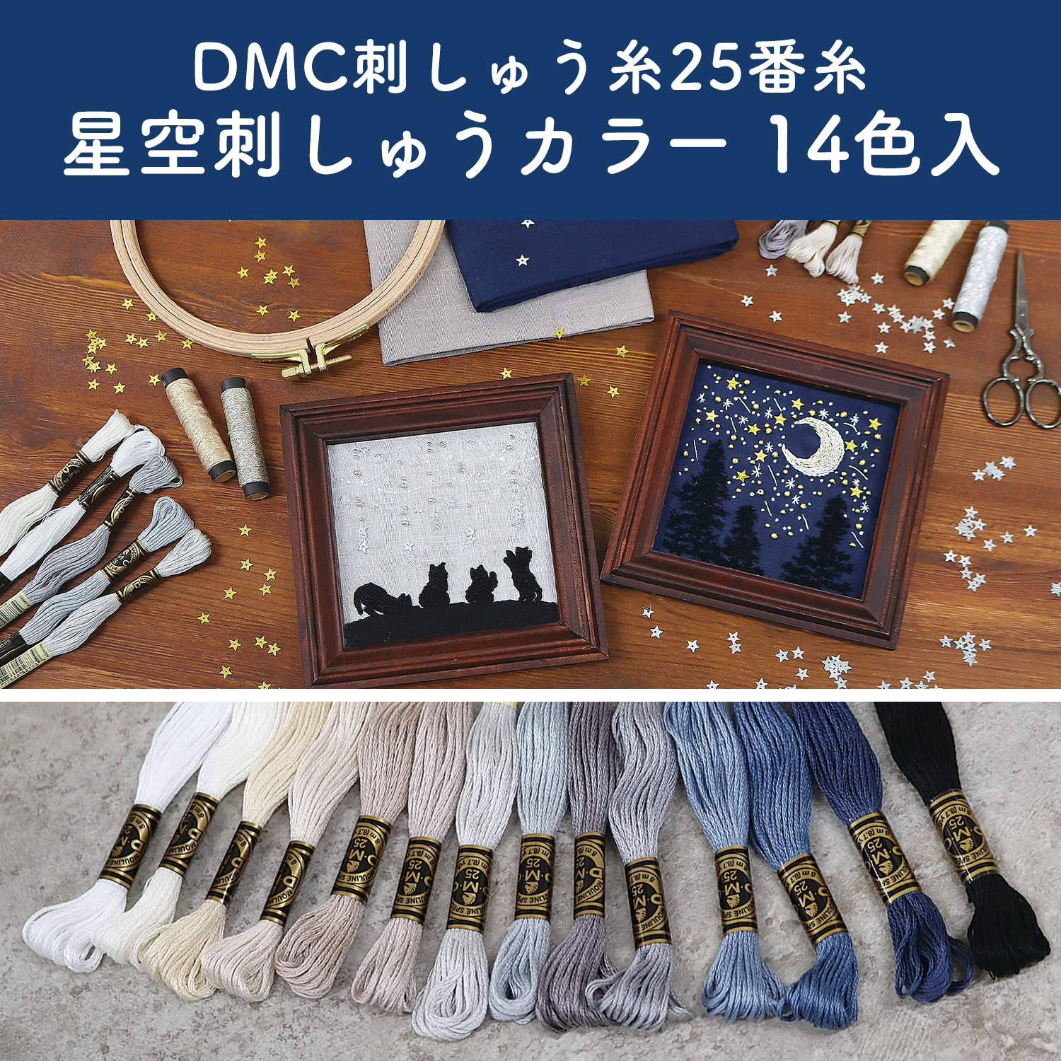 DMC25-HOSHISET DMC Embroidery Thread #25 Starry Sky Embroidery Color Set, 14 Colors (Set)
