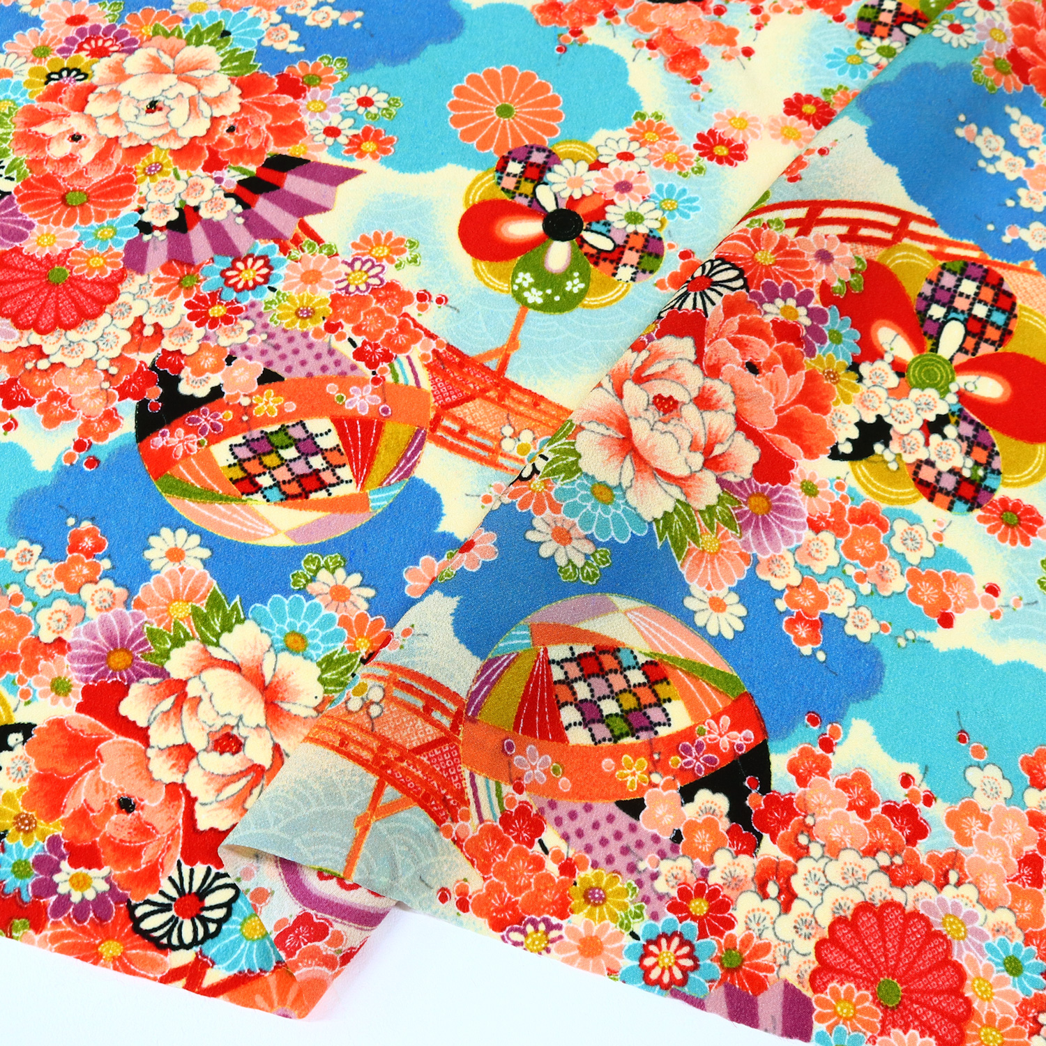 HY04-D-CUT 一越ちりめん 友禅 古典柄 m単位 (m)