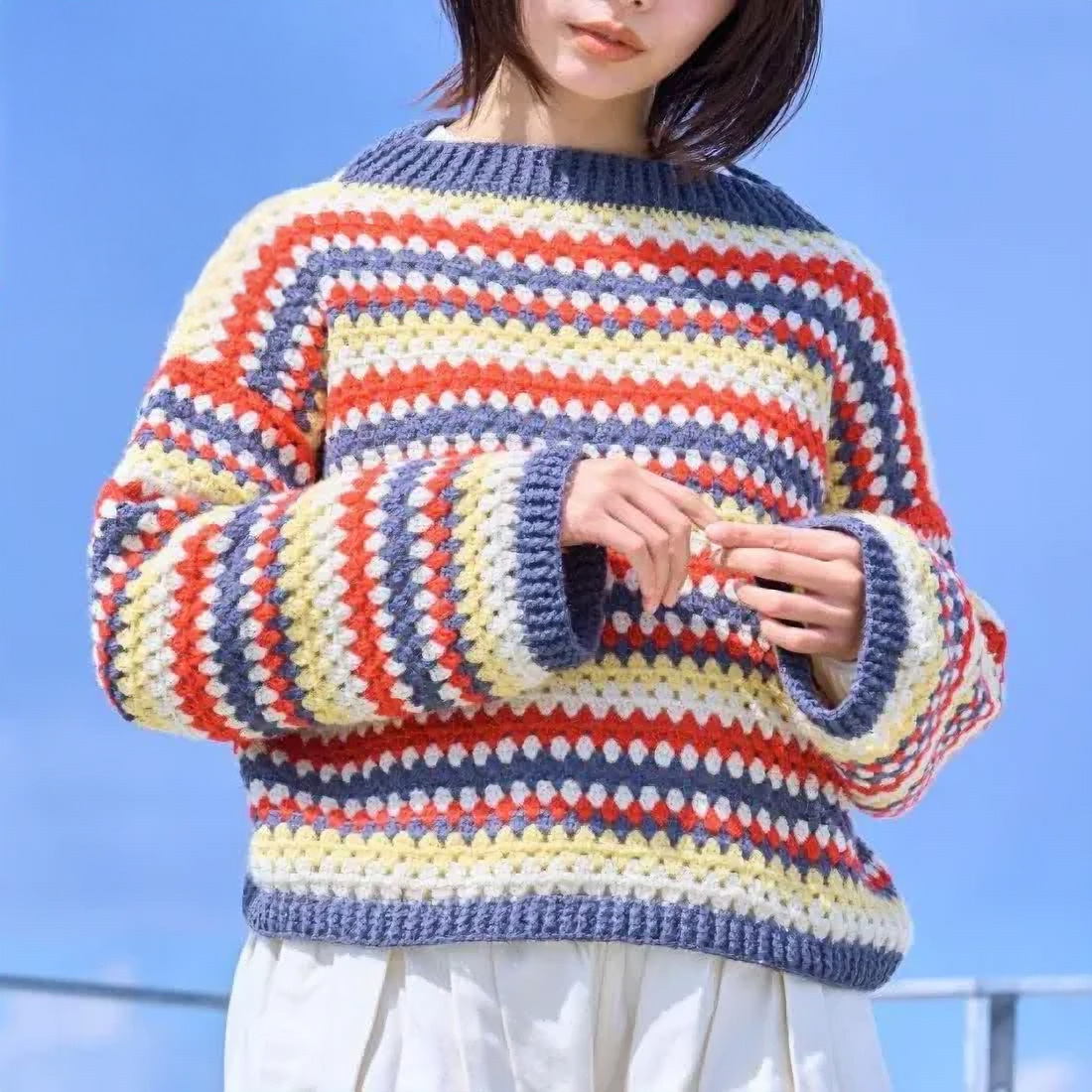 【受注会】REC30128 ボーダー柄のかぎ針プルオーバー  レシピ(枚)