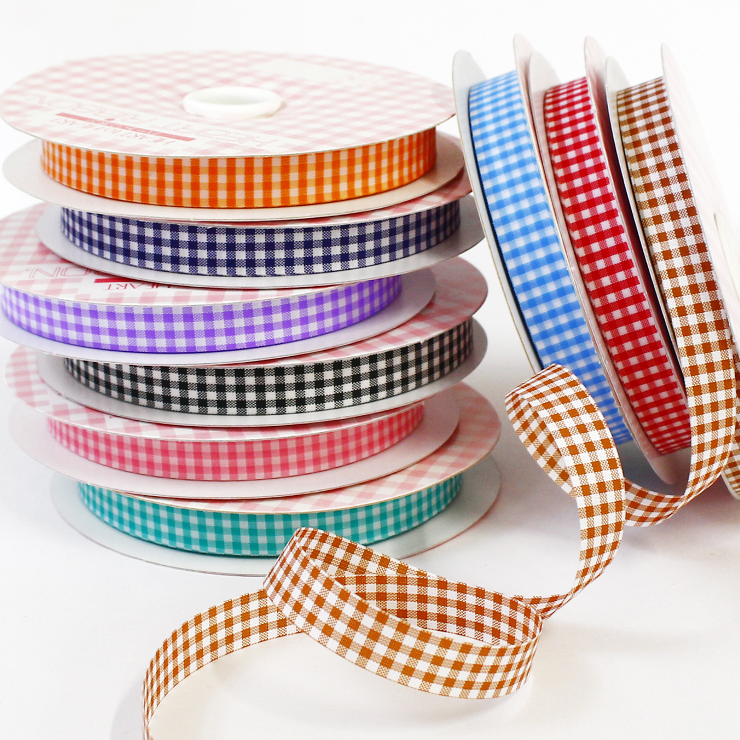 AMK6900 ギンガムチェックリボン 10mm×23m巻 (巻)