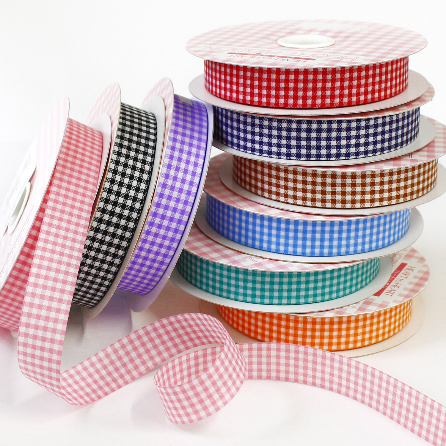 AMK7000 ギンガムチェックリボン 15mm×23m巻 (巻)