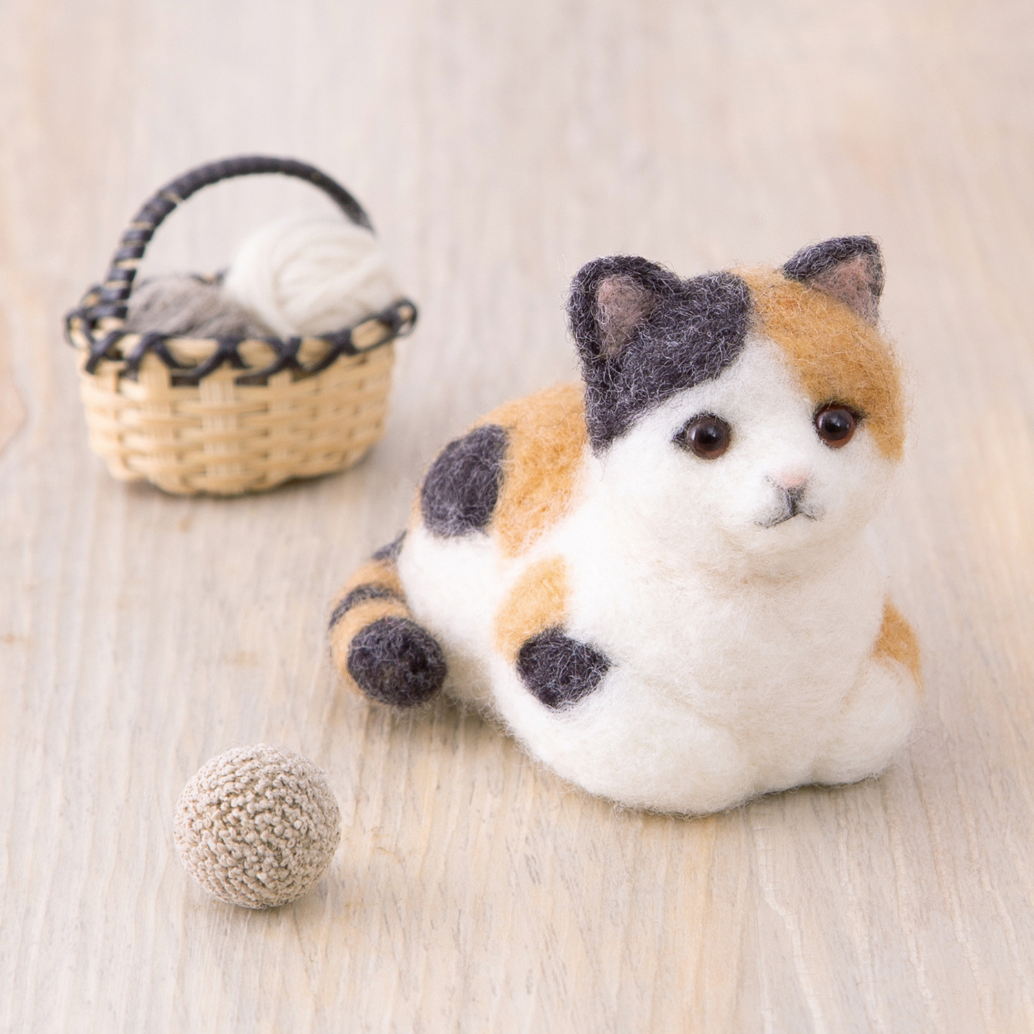 【お取り寄せ・返品不可】H441-650 アクレーヌでつくる三毛ねこ 羊毛フェルトキット (個)