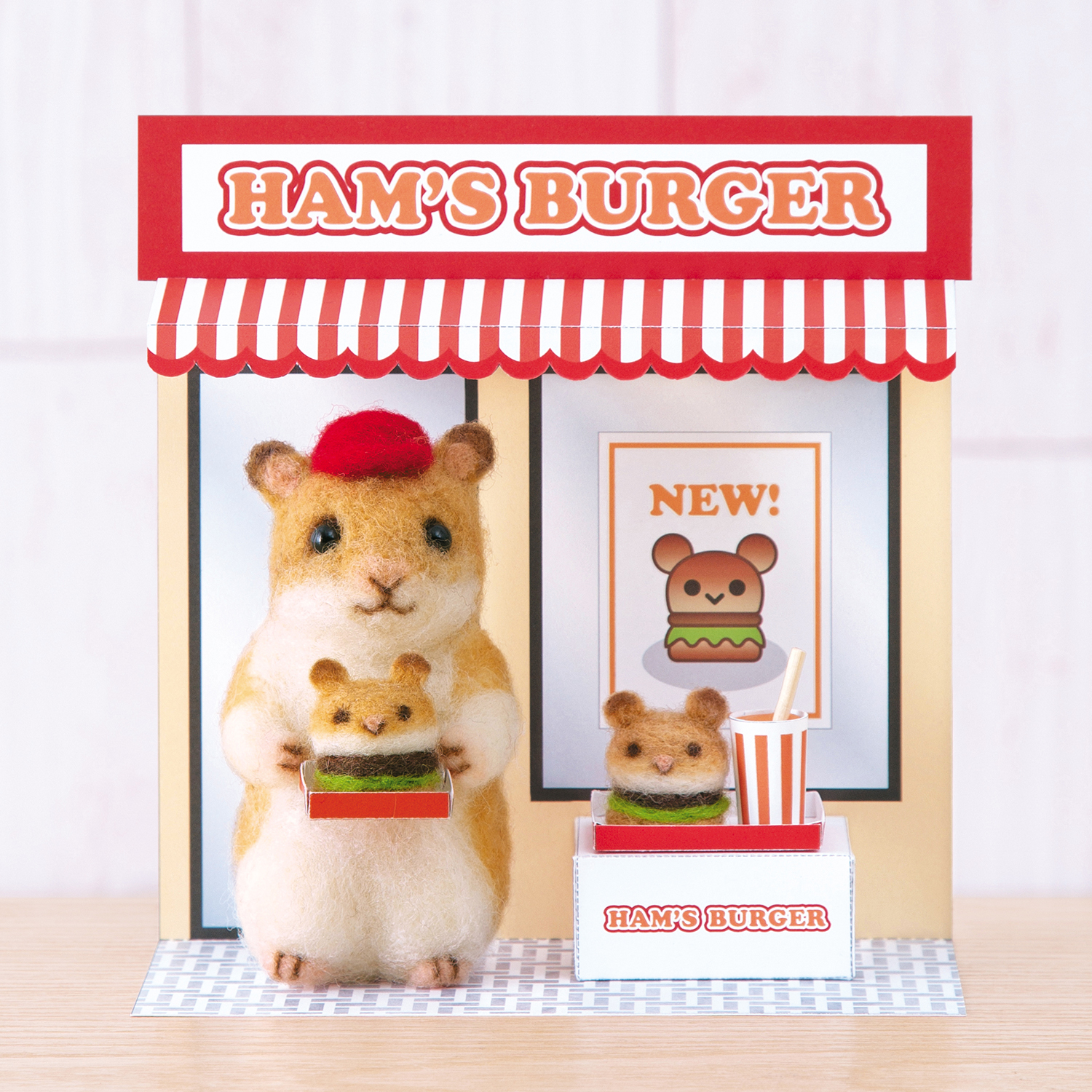 【お取り寄せ・返品不可】H441-656 ハムスターのハンバーガーショップ 羊毛フェルトキット (個)