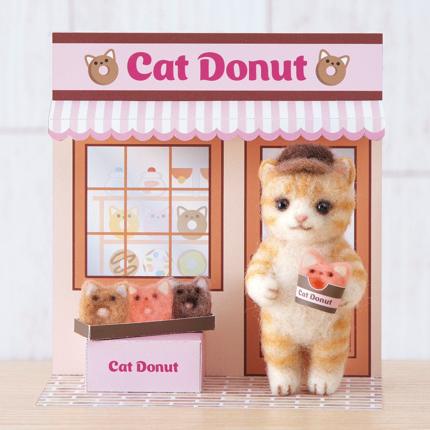 【お取り寄せ・返品不可】H441-655 猫のドーナツショップ 羊毛フェルトキット (個)
