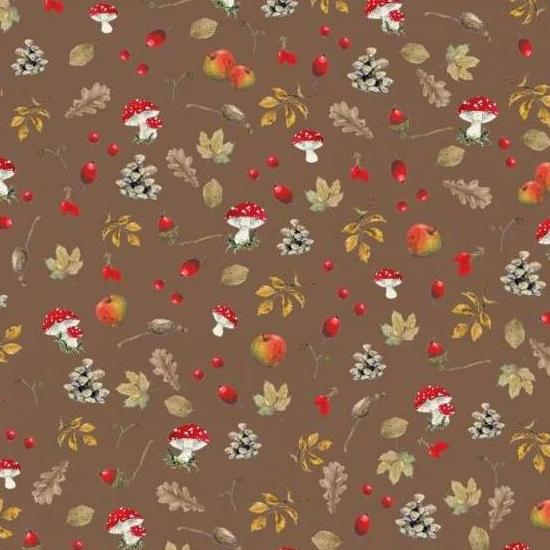 ■ACU3523-863R Nut Mushroom Brown Acufactum Print Fabric Approx. 150cm Width", Original fabric approx. 10m (roll)