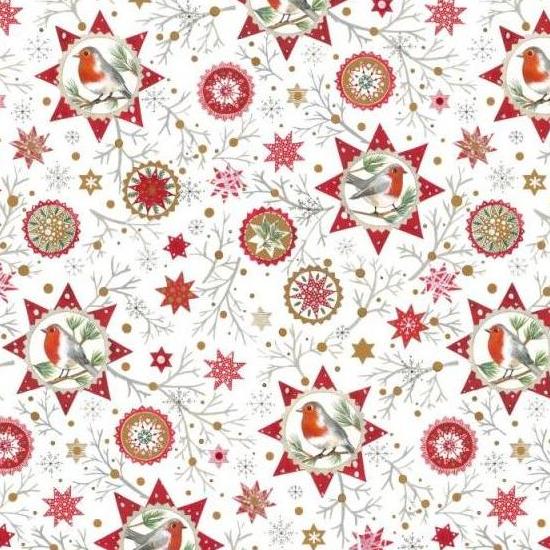 ACU3523-910-50CM Christmas object bird acufactum print fabric approx. 150cm Width", 50cm/unit (sheets)