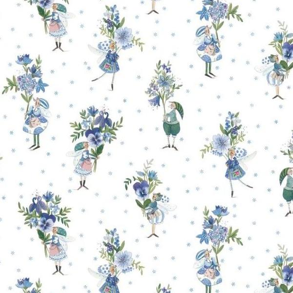 ACU3523-928-50CM Fairy with flowers Blue acufactum print fabric Approx. 150cm Width", 50cm/unit (sheets)