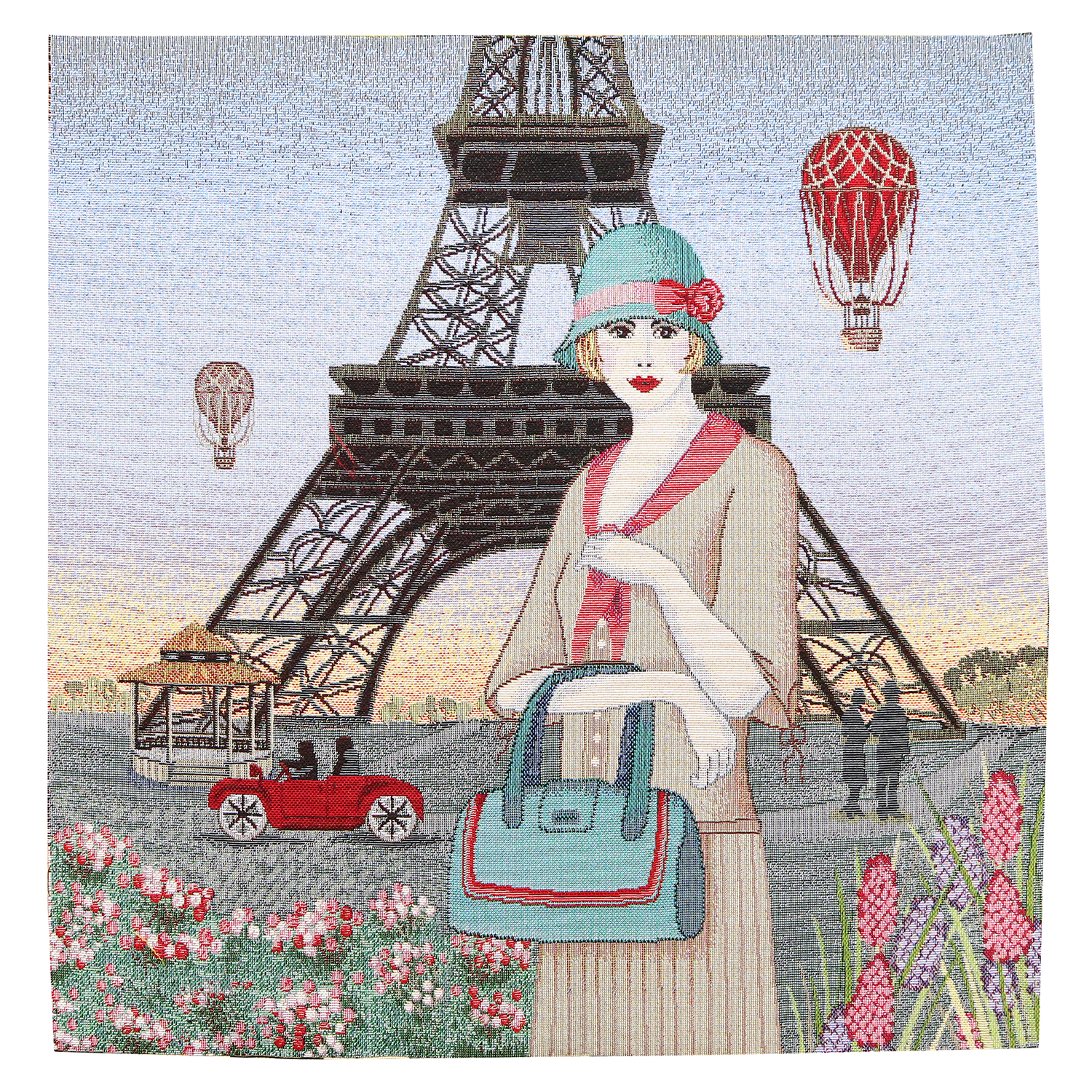 AR1131 Gobelin Fabric Panel Eiffel Tower and Lady Imported from Netherlands Approx. 47 x 47cm (pcs)