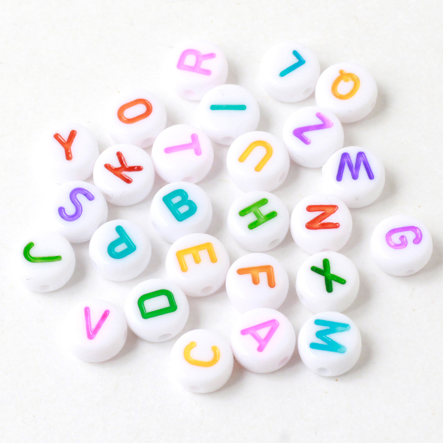 KE1441 Initial beads Alphabet White base x Colorful (pack)