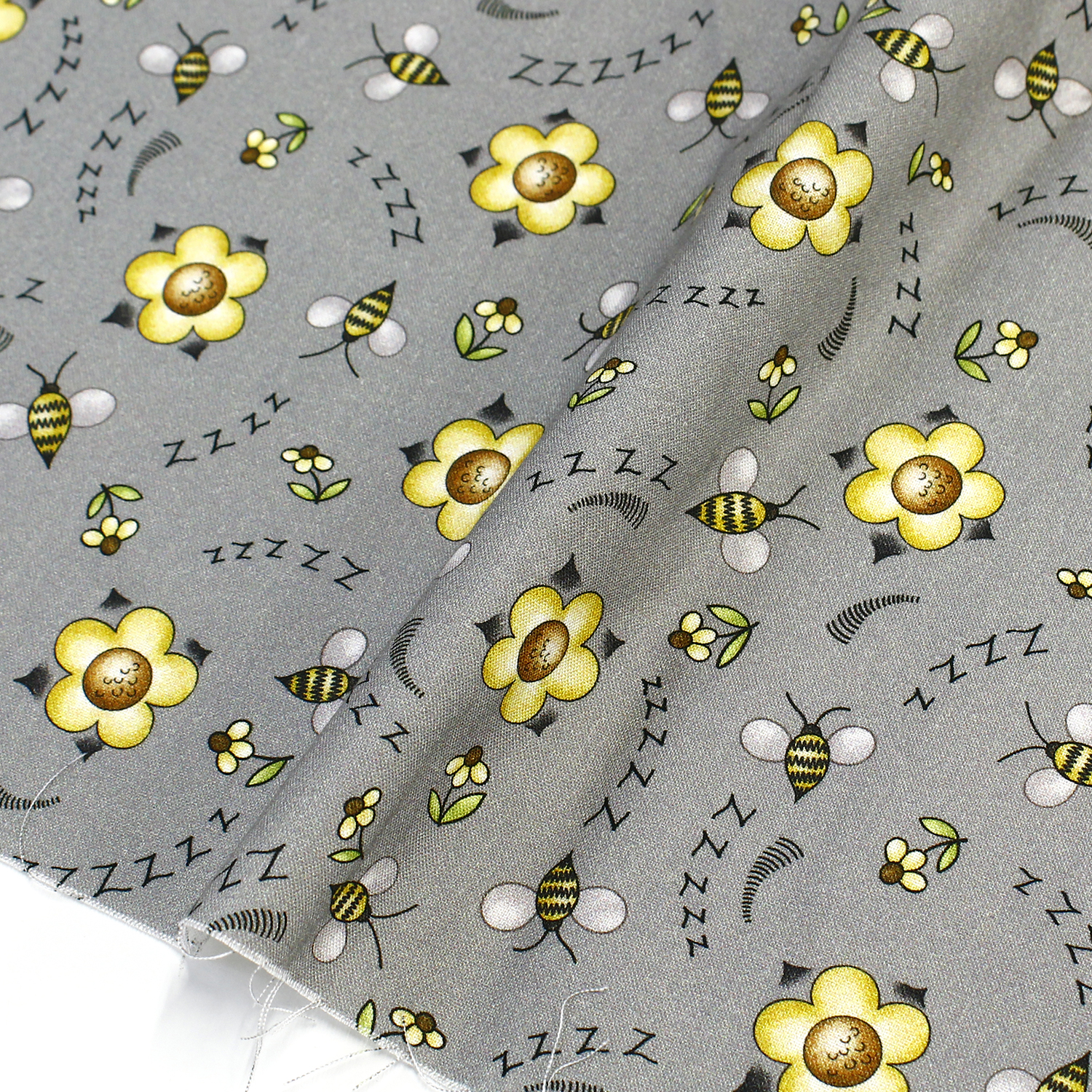 MICH10313-GRAY Bee and Flower Gray Michael Miller Michael Miller Printed Fabric 1m/unit (m)