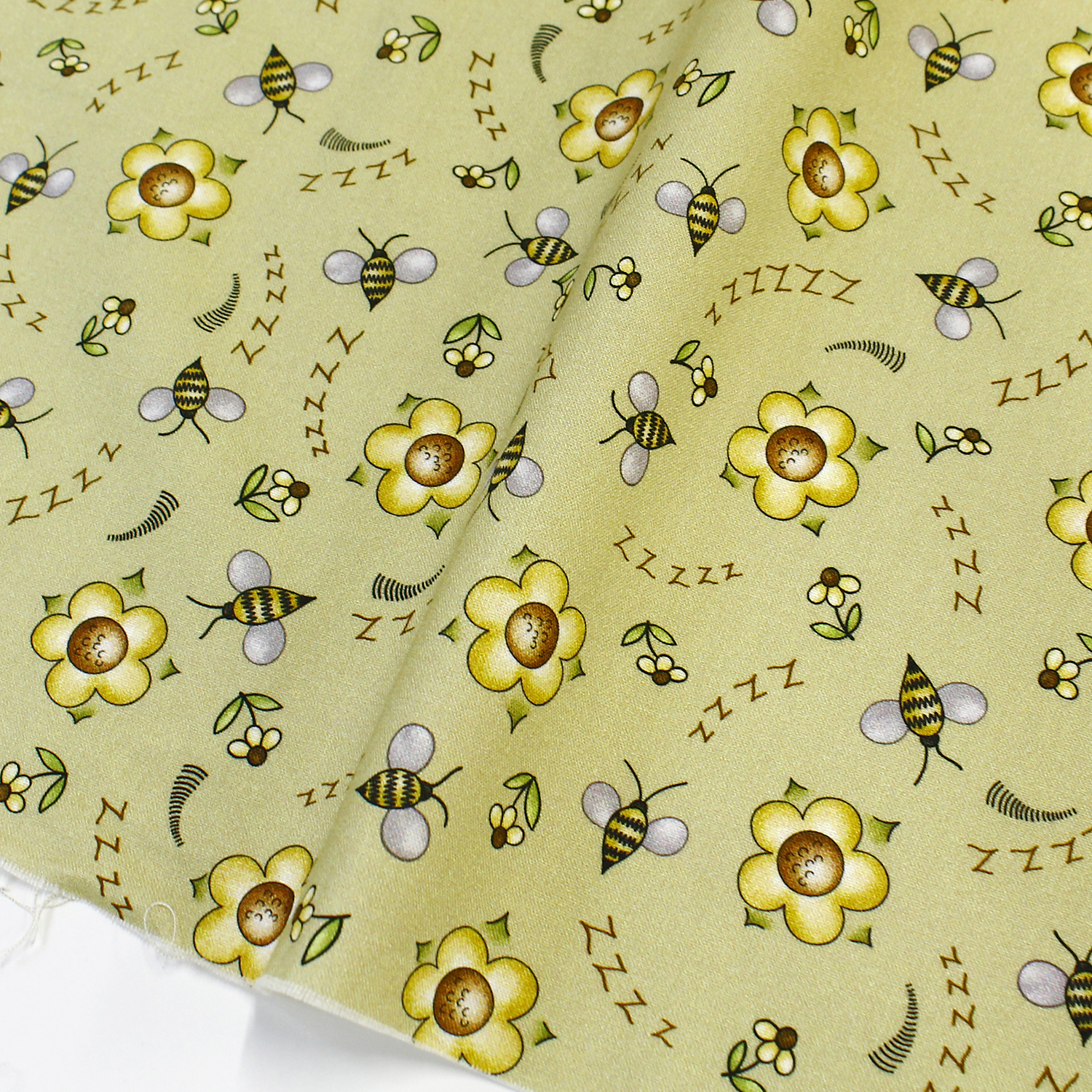 MICH10313-GREE Bees and Flowers Green Michael Miller Michael Miller Printed Fabric 1m/unit (m)