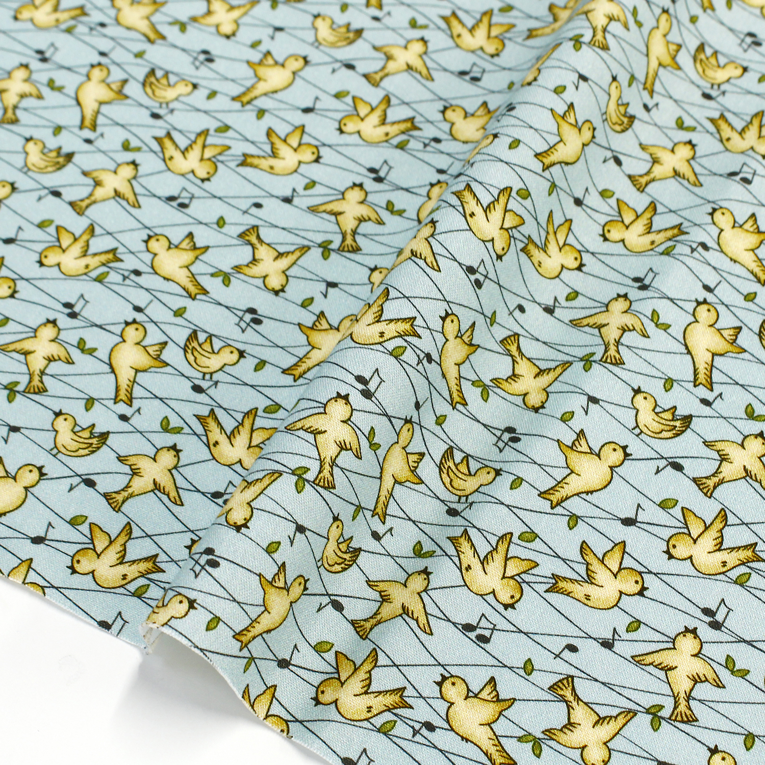 MICH10315-BLUE Birds and Musical Notes Blue Michael Miller Printed Fabric 1m/unit (m)