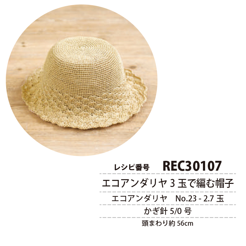 【夏の感謝祭】REC30107 エコアンダリア3玉で編む帽子 レシピ (枚)