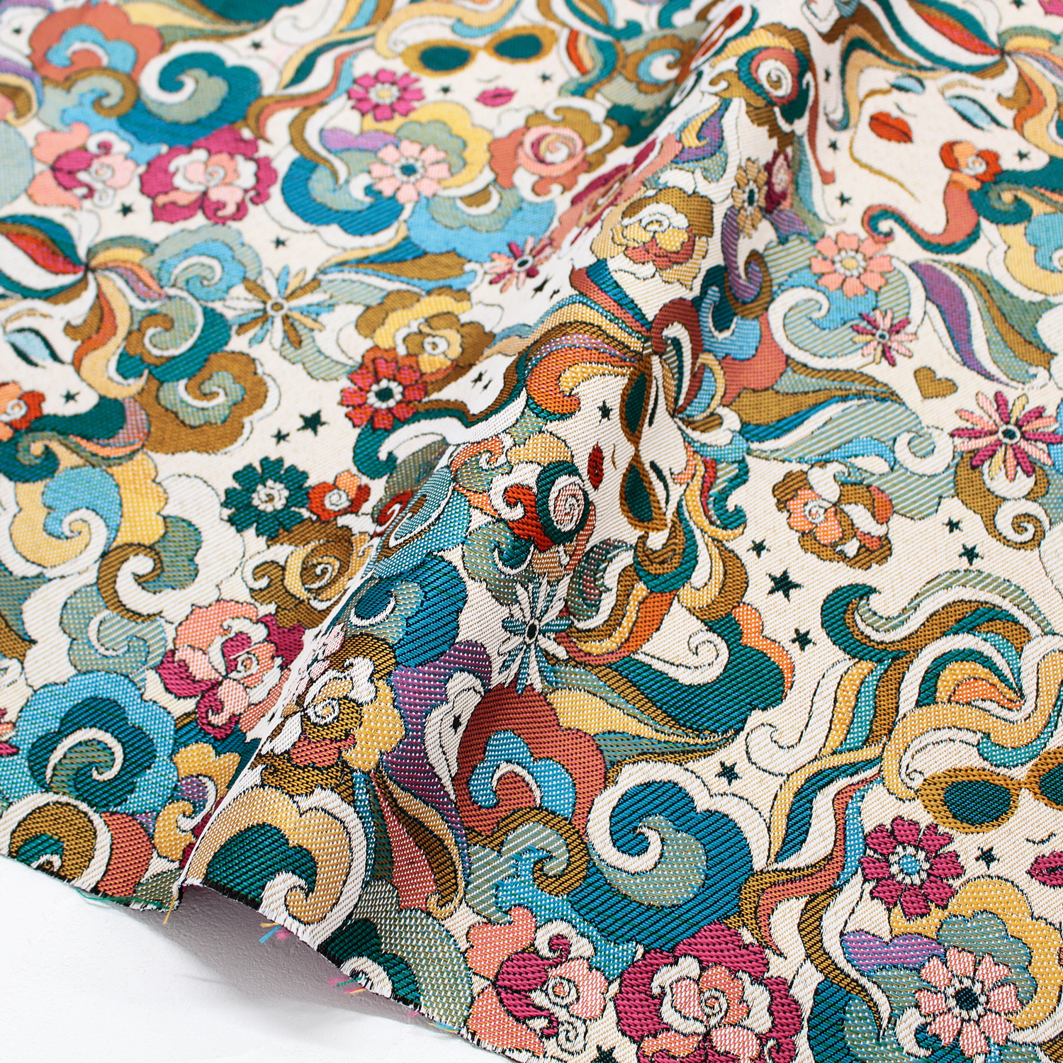 【感謝祭】【7/28まで】MARYL-E-50 Jacquard ジャガード生地 SAFECO from france 幅約150cm 50cm単位 (枚)