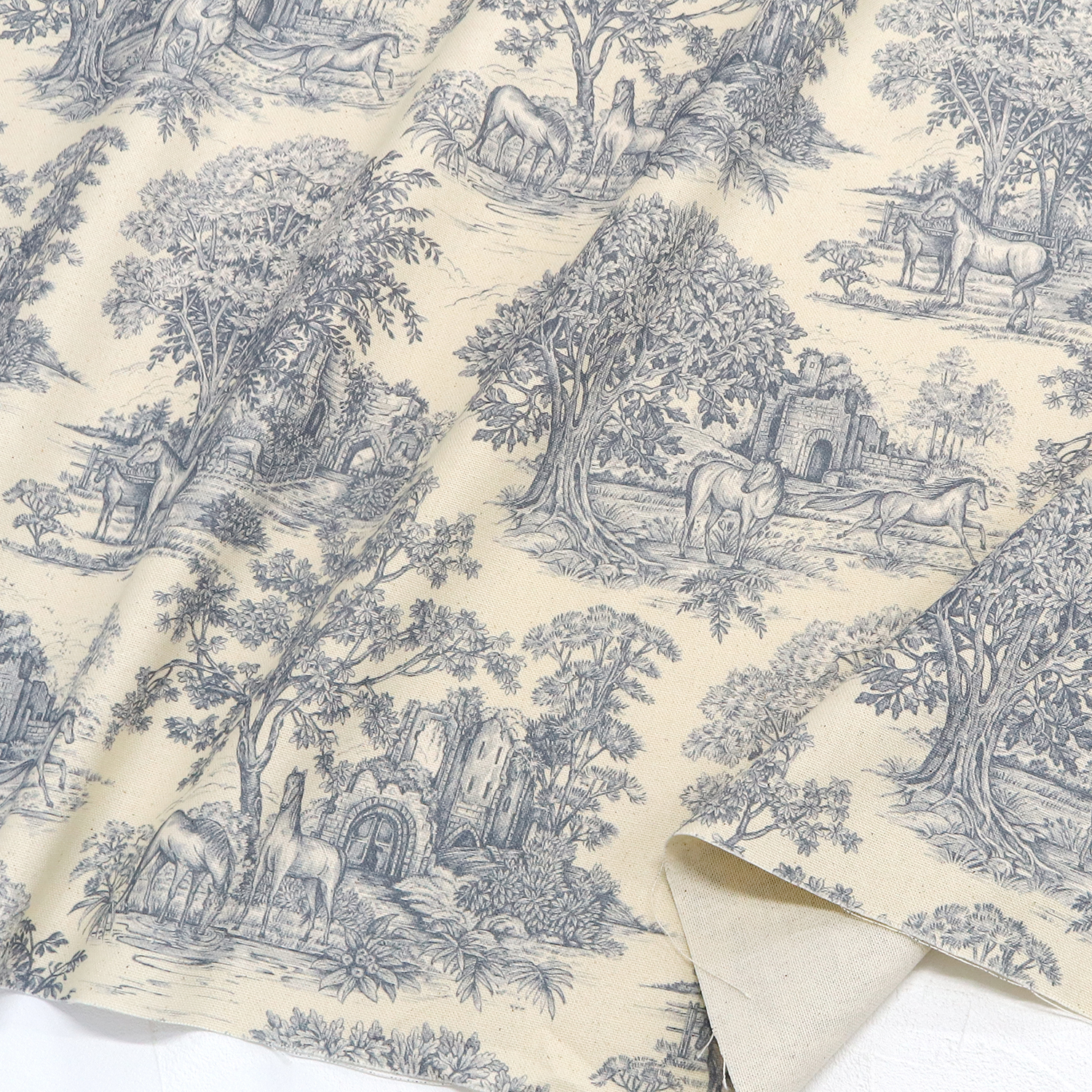 VIL-HORSES-30 Horse, Imported from Spain, Cotton-linen-like inkjet oxford fabric, Approx. 140cm Wide, 1m/unit (m)